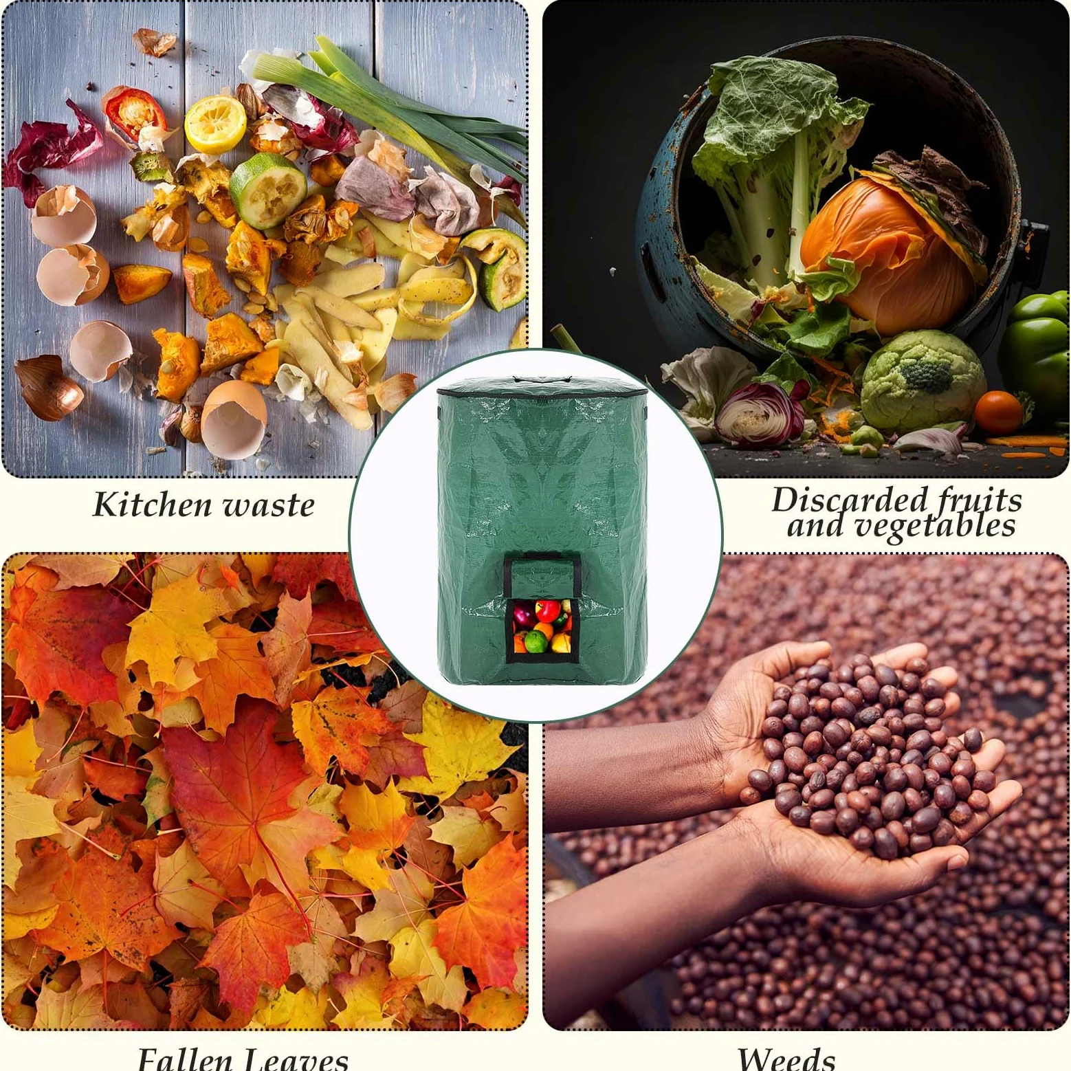 Berlune Lot de 6 sacs à déchets de jardin réutilisables avec couvercle et poignées - Très grands sacs de pelouse pour ramasser les feuilles - Conteneur de déchets de jardin très résistants pour débris