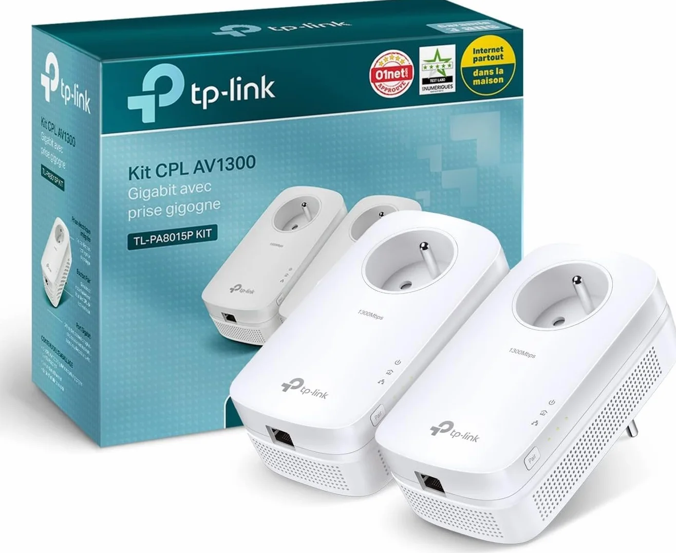 TP-Link CPL AV1200 TL-PA8015P KIT Pack de 2 CPL 1200 Mbps Gigabit Ethernet Prise Intégrée
