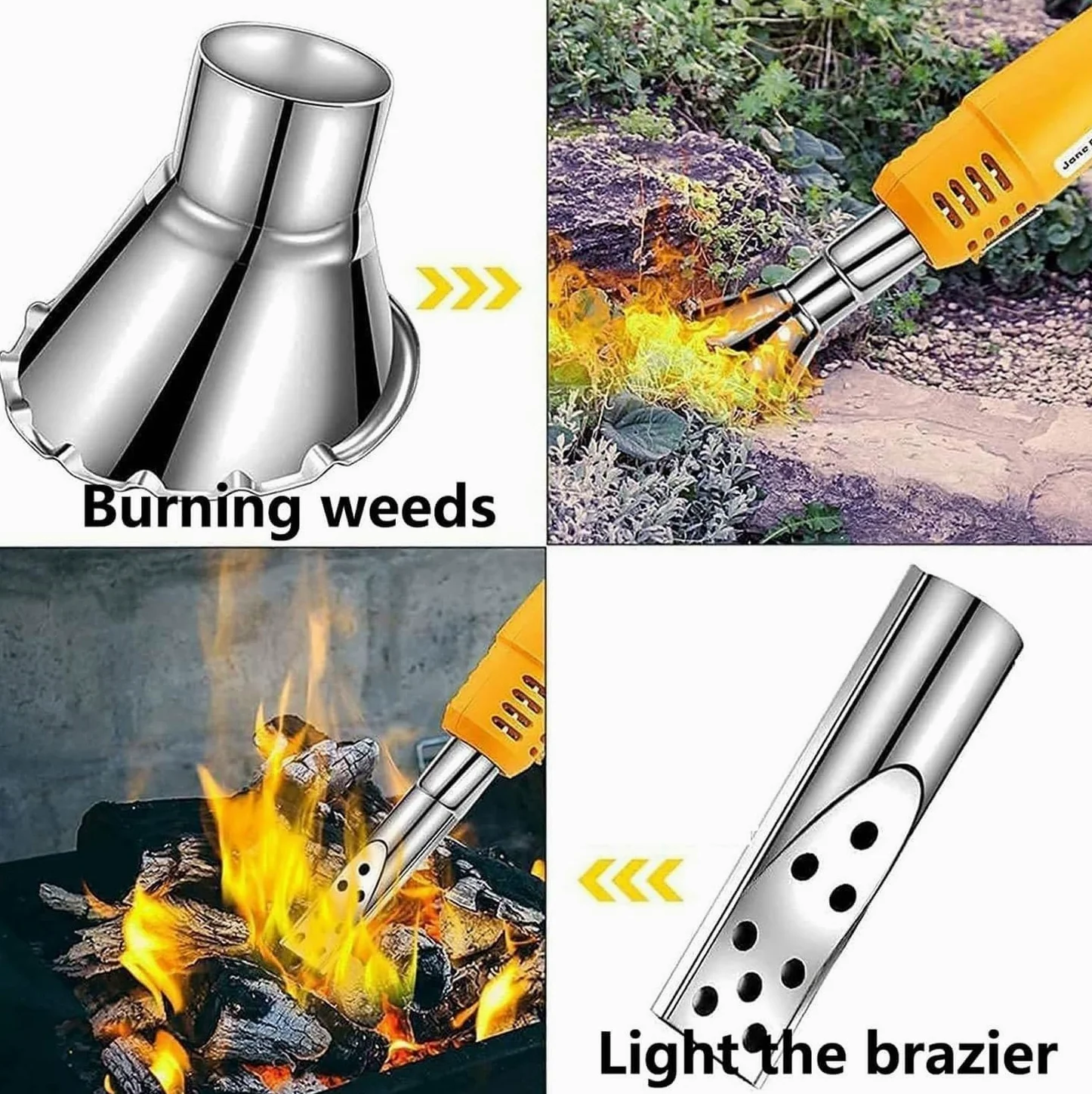 Brûleur de mauvaises herbes électrique 2 en 1 650 °C max 2000 W avec 2 buses pour jardin, pelouse, allées, barbecue et toiture