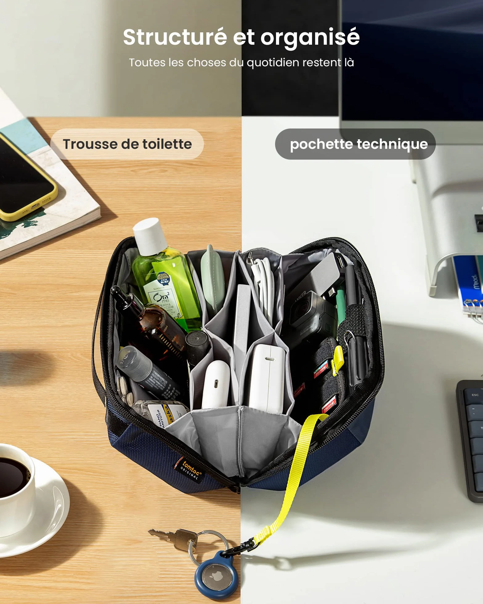 Tomtoc Tech Organizer Bag pour Accessoires Électroniques Adaptateur MacBook