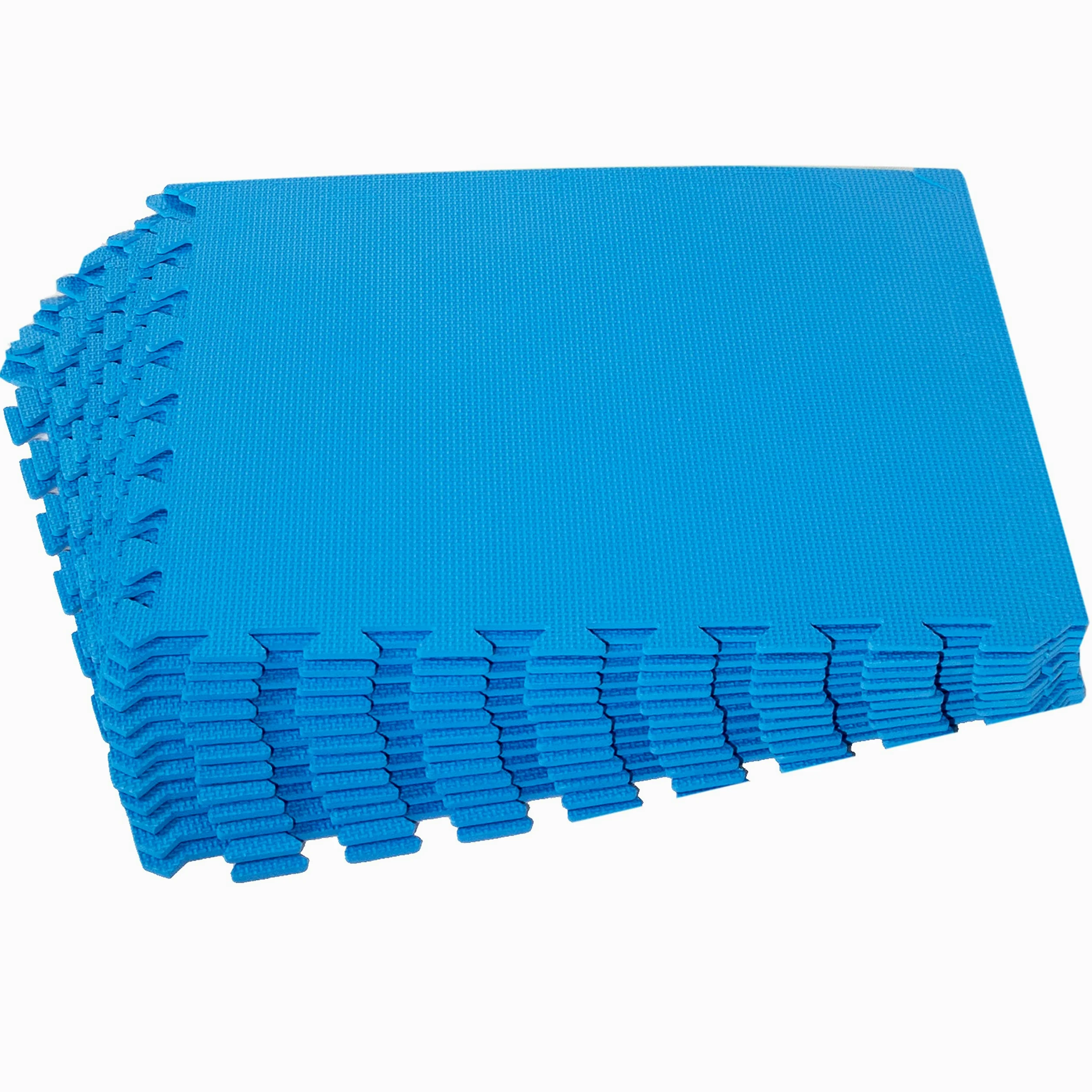 Lot 12 Tapis de Protection Sol pour Piscine Bleu 50x50x0,5cm 2,9 m² Plaques
