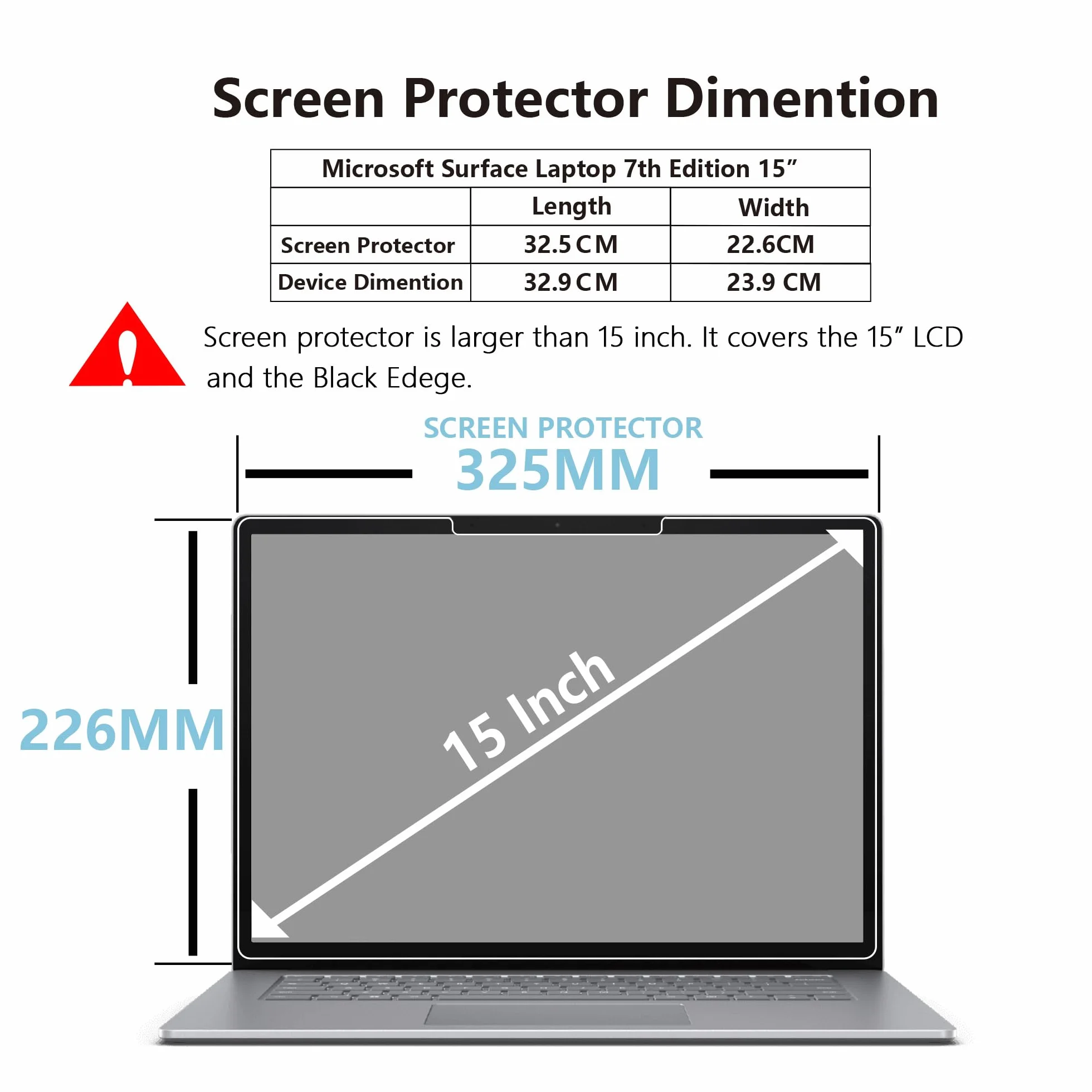 MEGOO Verre Trempé pour Microsoft Surface Laptop 7 2024 15 Pouces Anti-rayures
