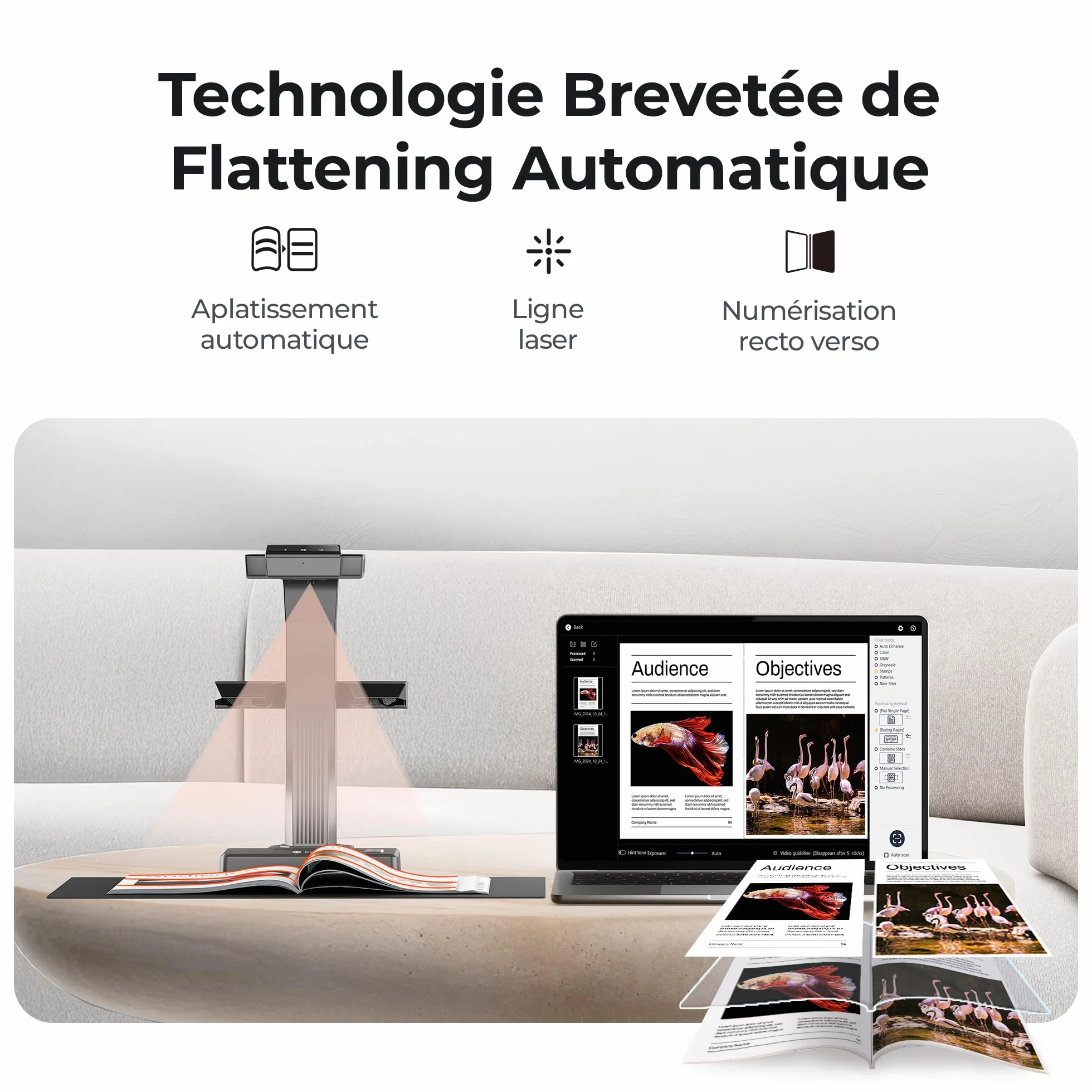 CZUR ET16 Plus Scanner de Documents A3, 16 MP, OCR Multilingue, macOS & Windows, PDF Éditable