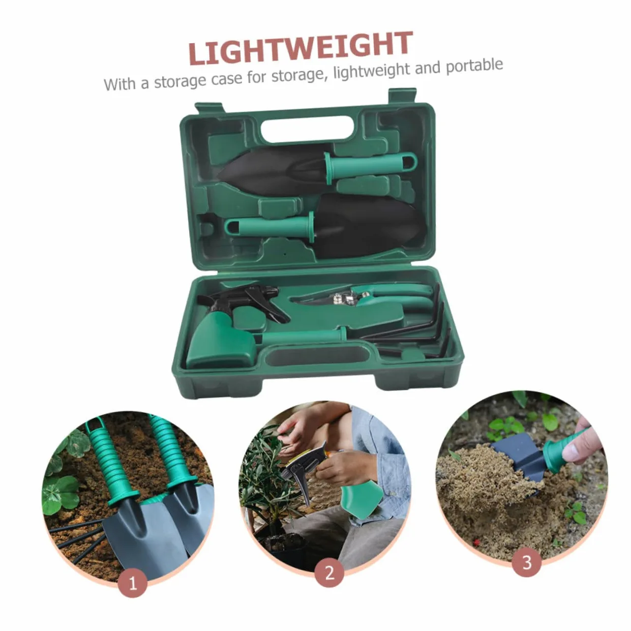 Kisangel Kit Outils de Jardinage avec Râteau Pelle et Autres Outils Pratique pour Jardin Coffret Inclus