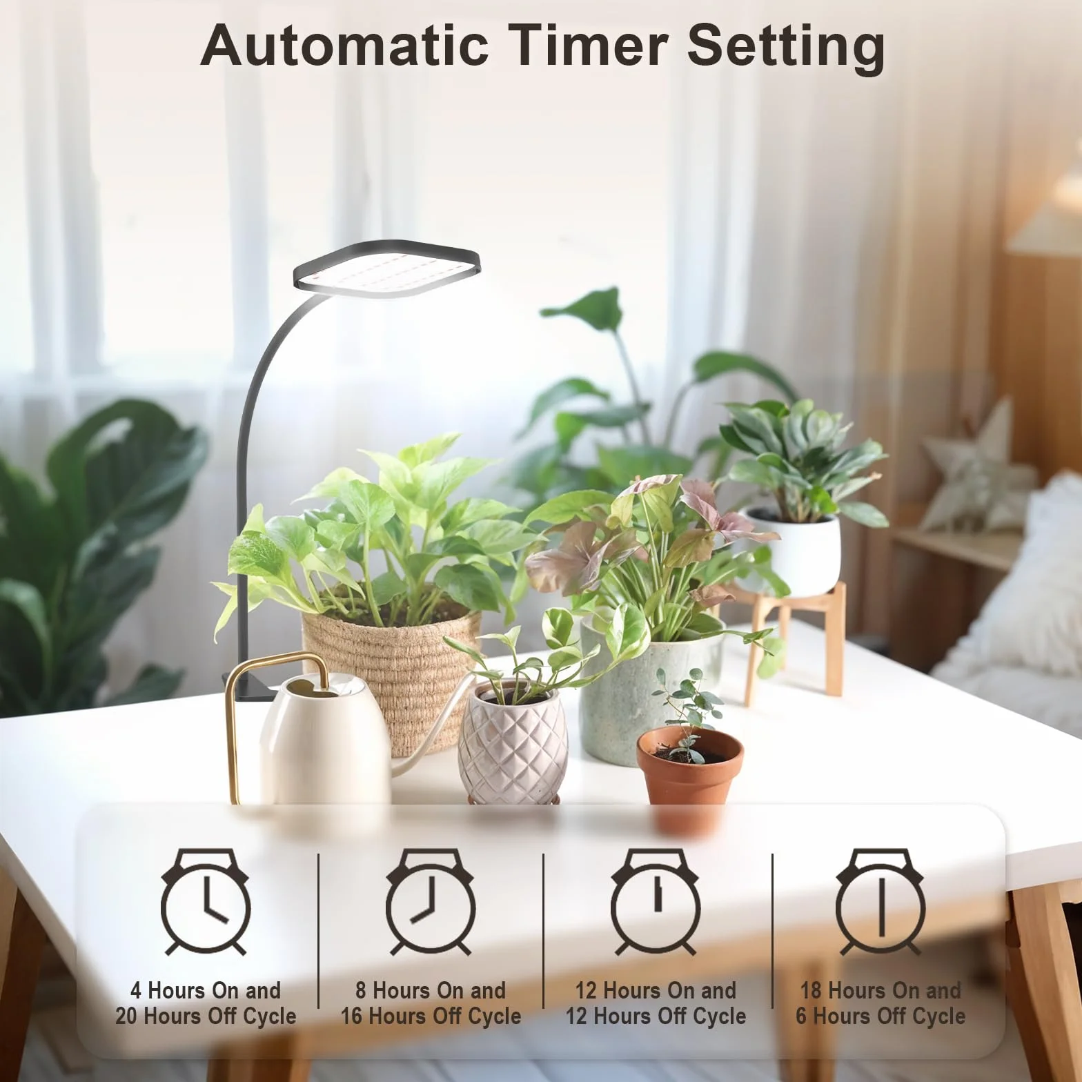 Mojimdo 10W Lampe de Croissance LED Spectre Complet 264 LED 5 Niveaux Luminosité Minuterie Automatique Étanchéité Flexibilité Plantes Intérieur