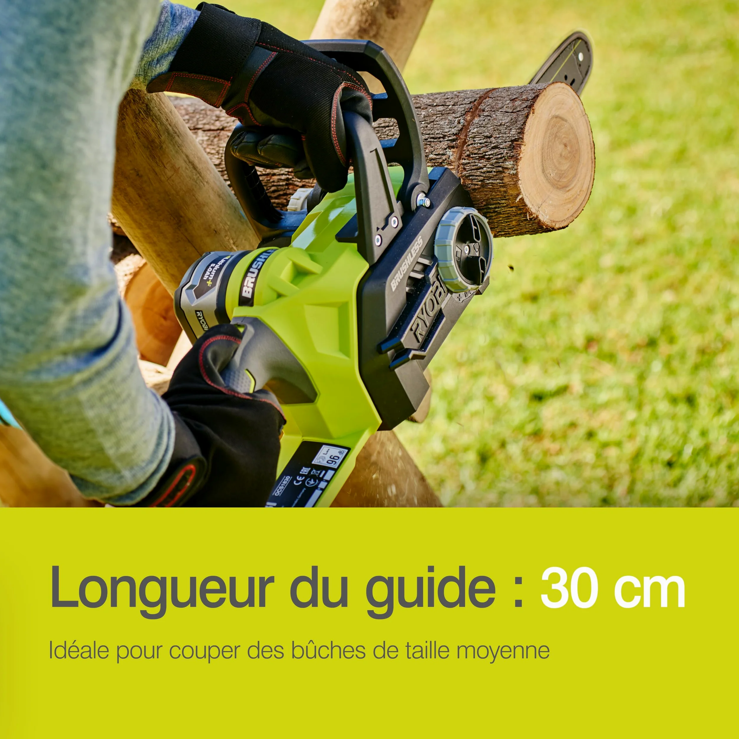 RYOBI - Tronçonneuse 18 Volts ONE+™ - guide 30 cm (sans batterie) - OCS1830