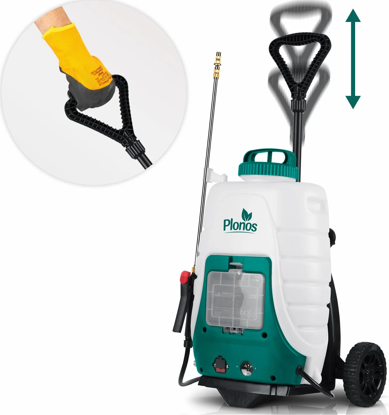 Pulvérisateur à Pression Rechargeable avec Chariot Capacité 18 L Rechargeable 8 Ah Lance 4 Buse 9 Buses Amovibles