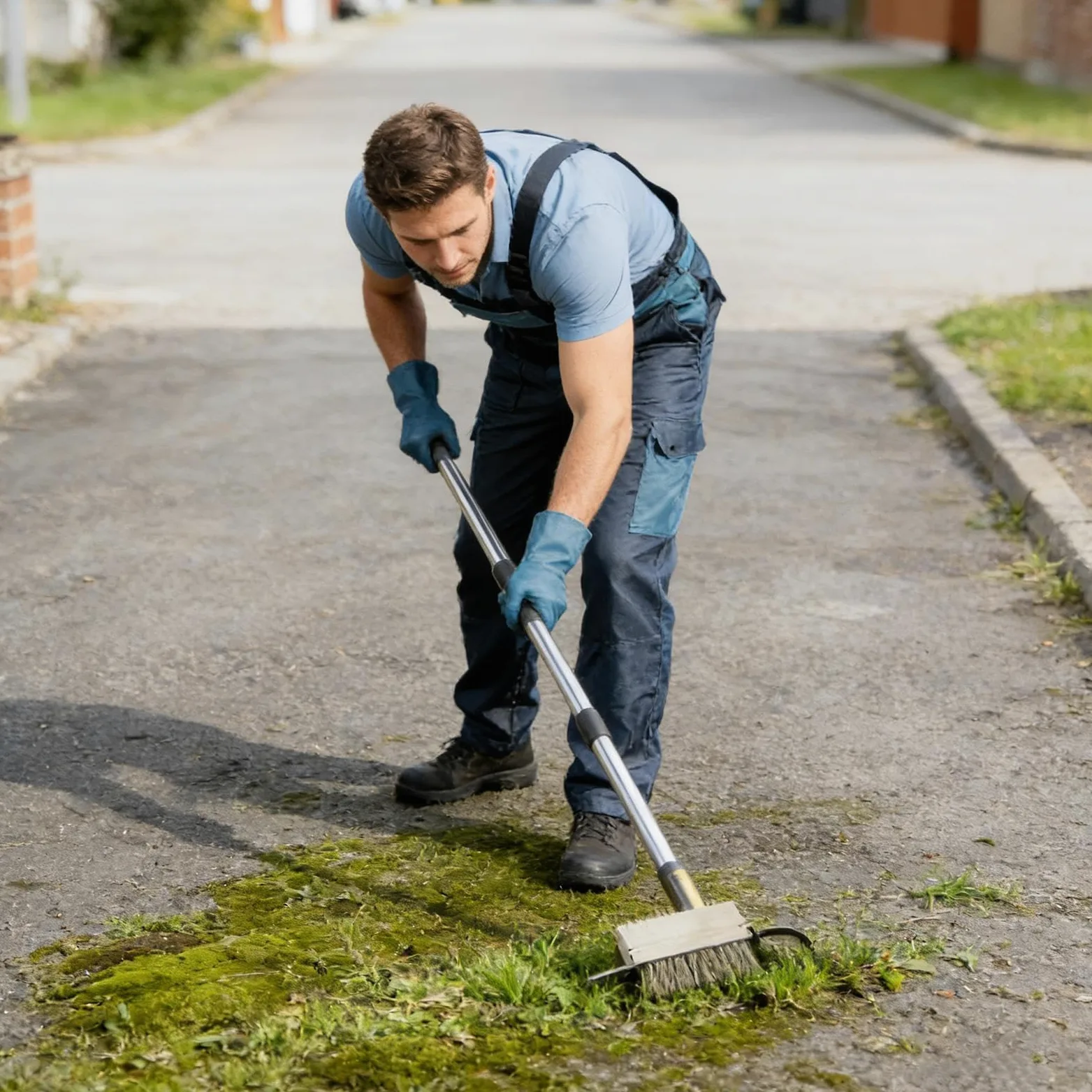 Ensemble de brosse à mauvaises herbes avec manche télescopique en acier inoxydable, extracteur de mousse manuel pour patios, allées et pavés, outil de jardin réglable sans danger pour le dos