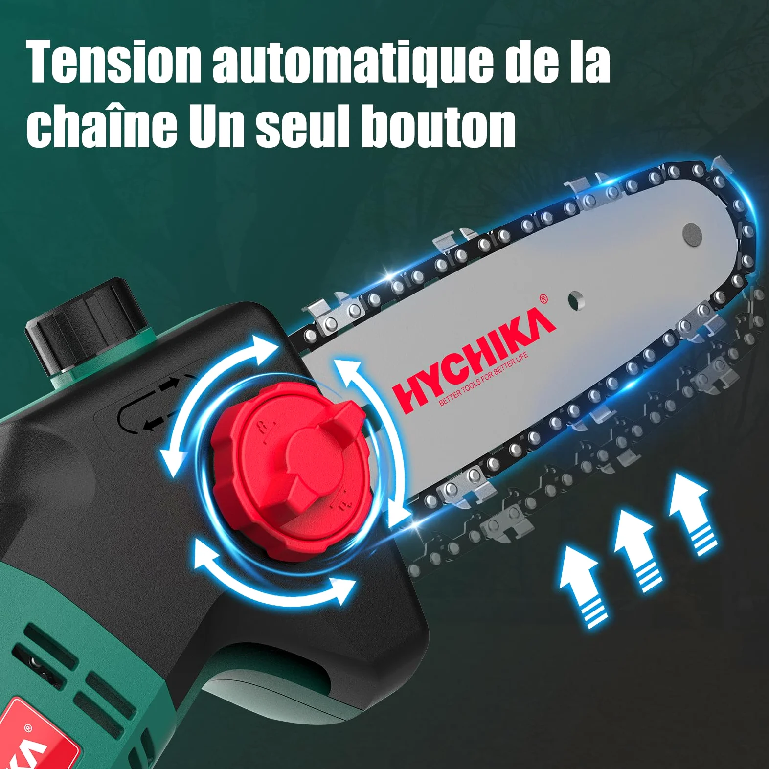 HYCHIKA Tronconneuse Telescopique Electrique 750 W, Coupe Branche Telescopique de 162 à 220 CM, Tronconneuse a Perche, Vitesse de Chaîne 11 m/s, Pole Saw pour Élagage des Arbres