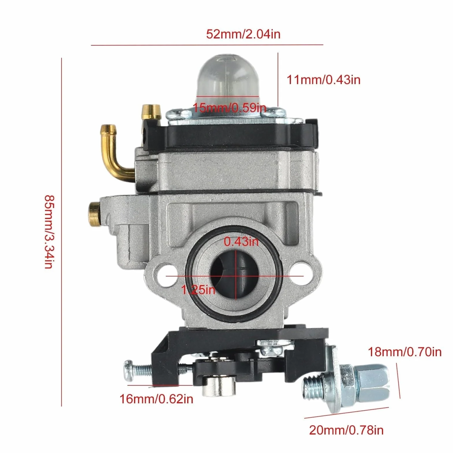 Carburateur 22cc 33cc 34cc 36cc 11mm Pièce de rechange pour tronçonneuse débroussailleuse taille-haie