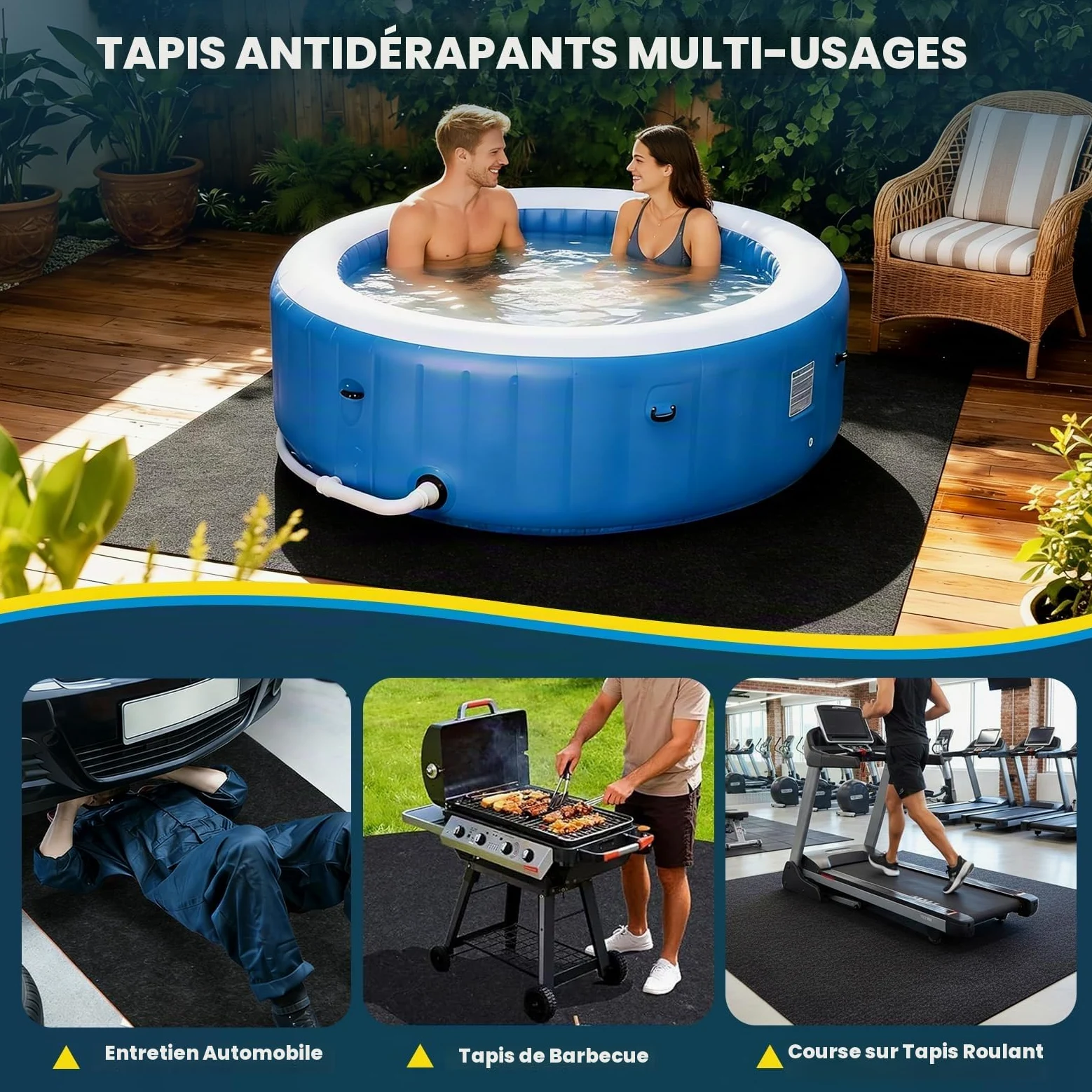 Tapis de Sol pour Piscine Hors Sol 2.5m - Géotextile Extra-Épais 300g/m² avec Film PE - Protection Anti-Perforation - Tapis sous Piscine Antidérapant - Installation Facile pour Spa et Jacuzzi