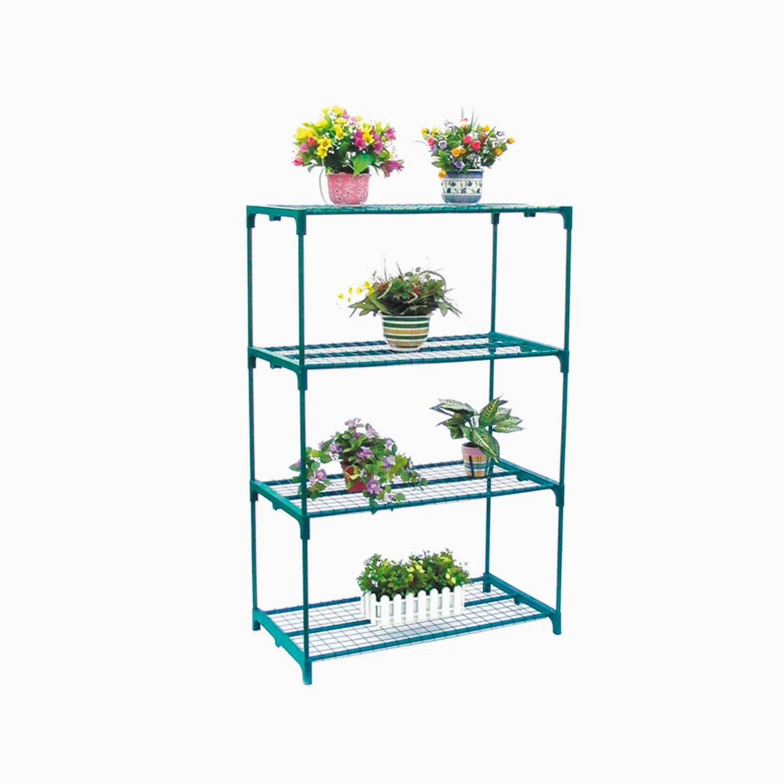 Gardiun Serre en PVC/Acier Leaf II 4 étagères 69 x 49 x 160 cm Vert avec Porte zippée