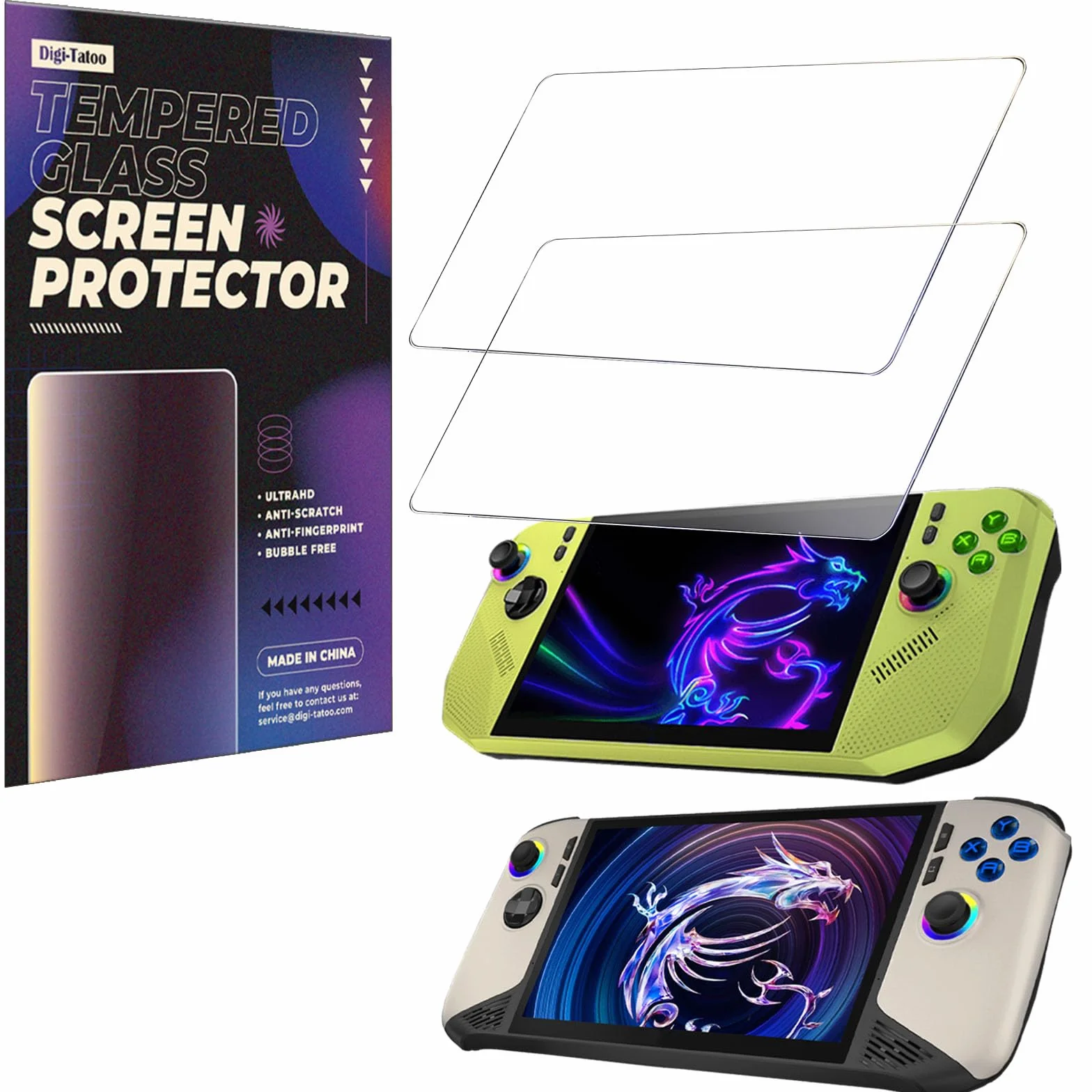 Protecteur d'écran en verre trempé 9H pour MSI Claw A8/Claw 8 AI+ A2VM 2025 (8"), Lot de 2, anti-rayures