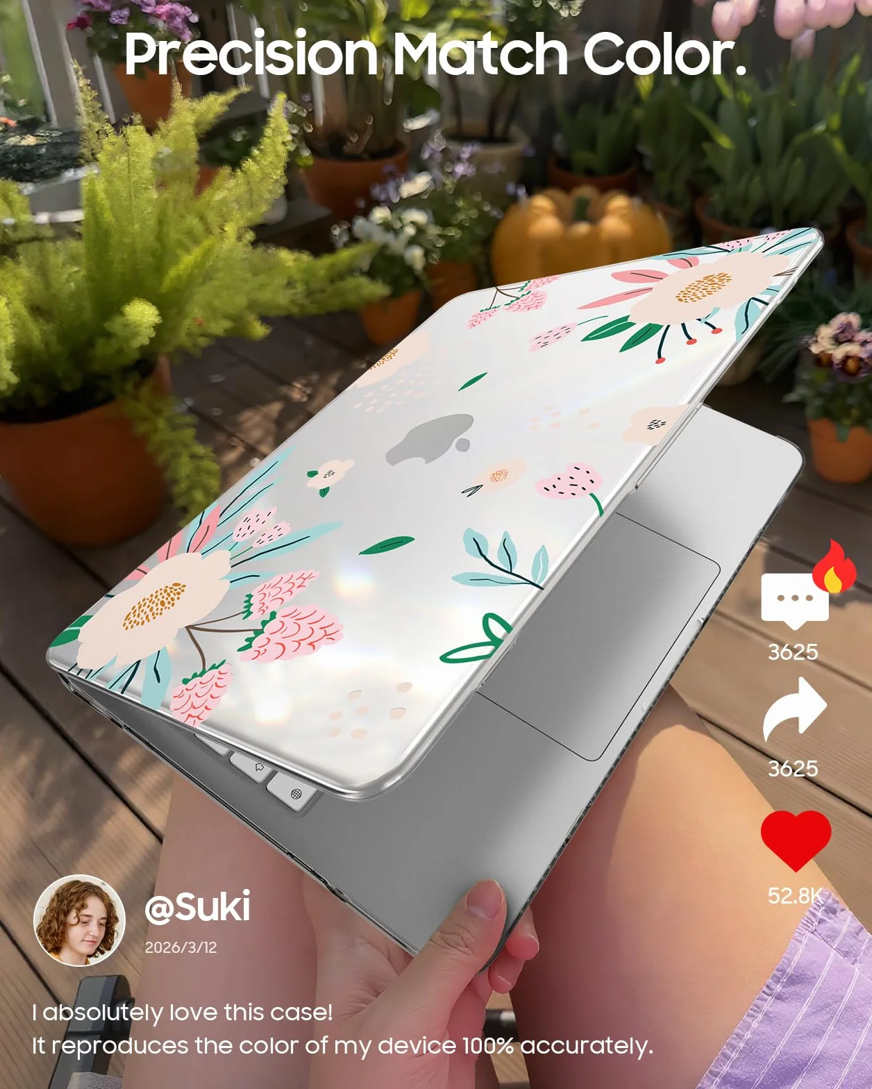 FINTIE Coque MacBook Neo 13 Pouces 2026 A3404 Série Motifs Fine Légère Rigide Plastique Camélia