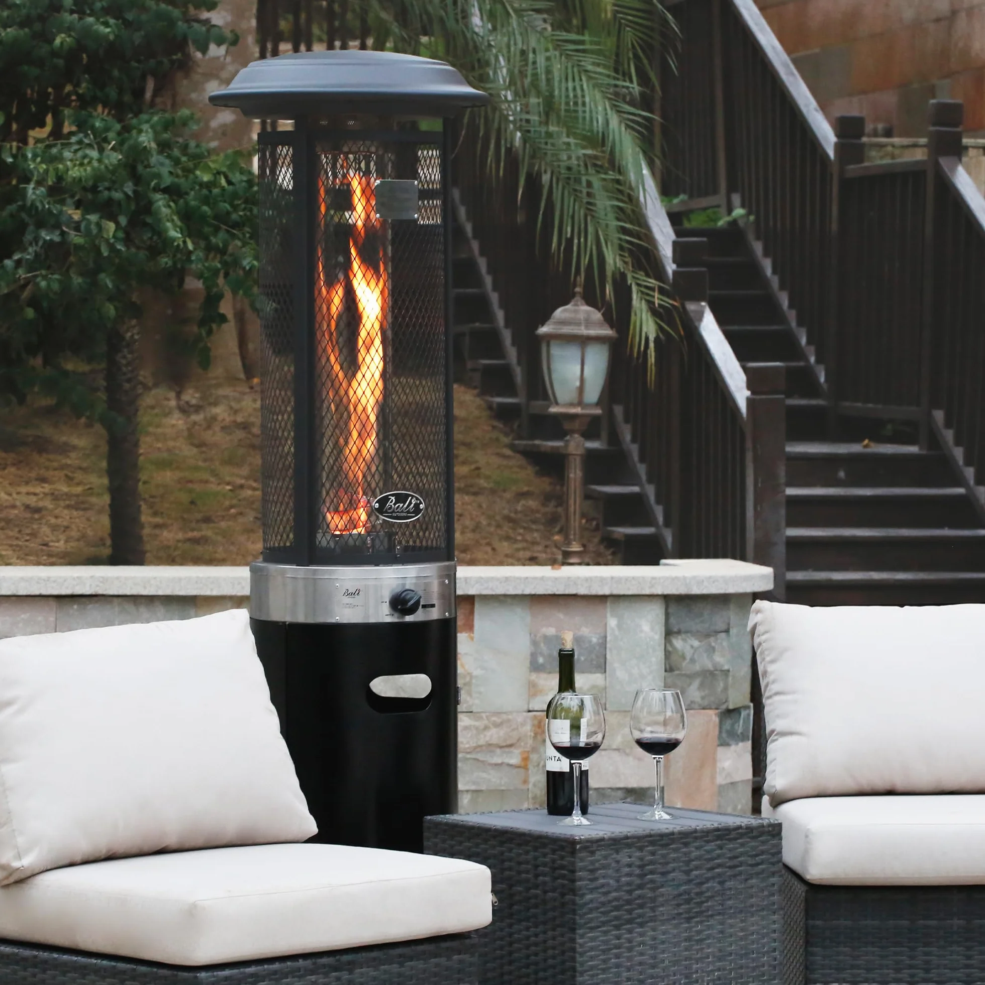BALI OUTDOORS Chauffage de terrasse 11KW gaz extérieur mobile avec housse de pluie