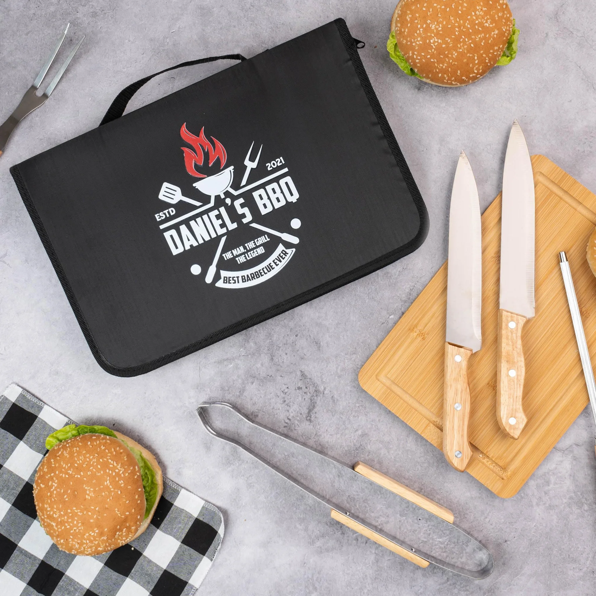 Wanapix Kit Barbecue Personnalisé Ustensiles BBQ Malette 6 Accessoires Set