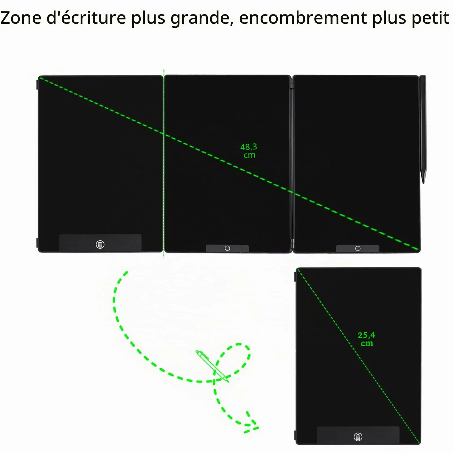 Czemo Tablette LCD Écriture Adulte 14.3 Pouces Réutilisable Ardoise Électronique Bloc Notes