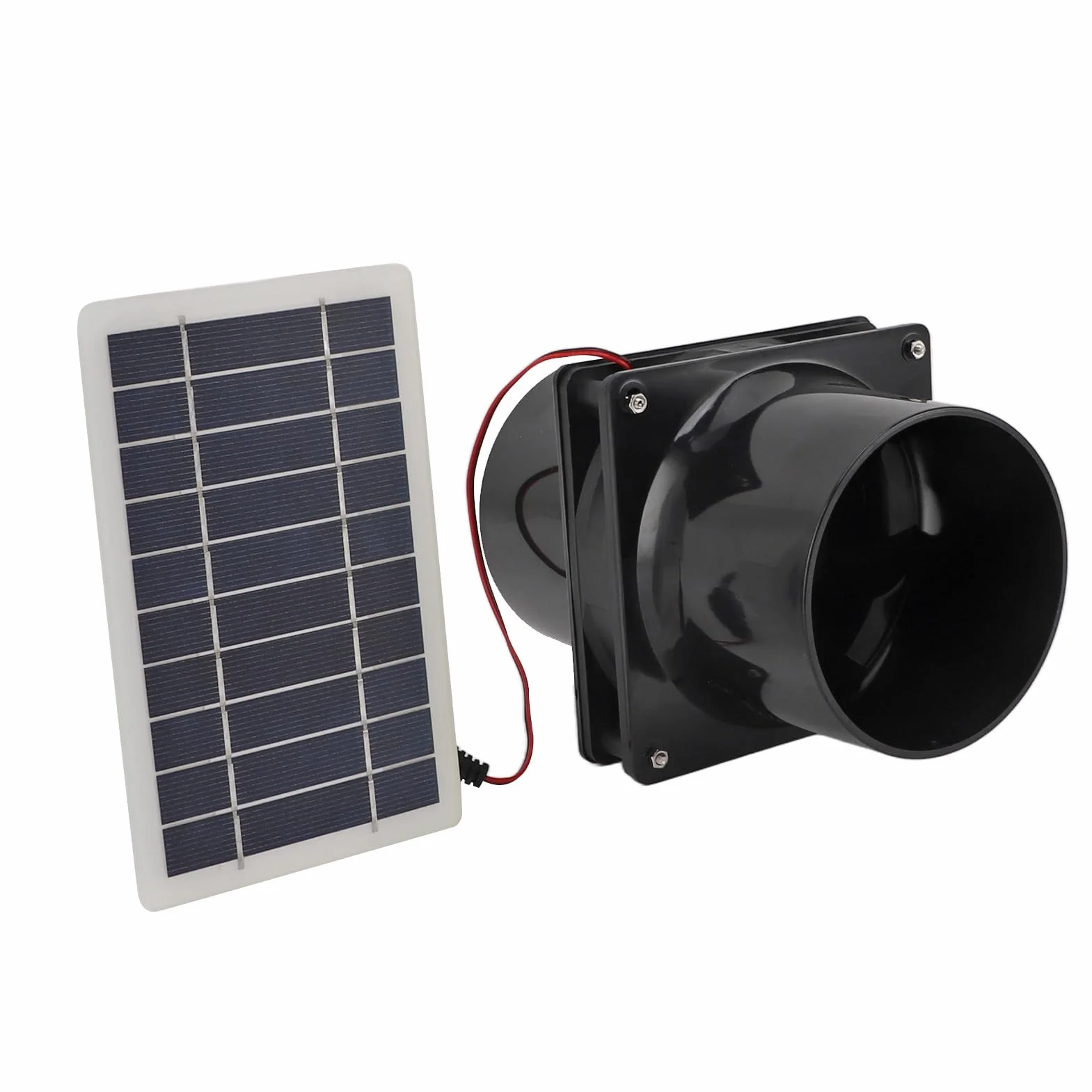 Jeanoko Ventilateur D'extraction Solaire 10 W 12 V pour Tuyau Rond avec Panneau Solaire ABS
