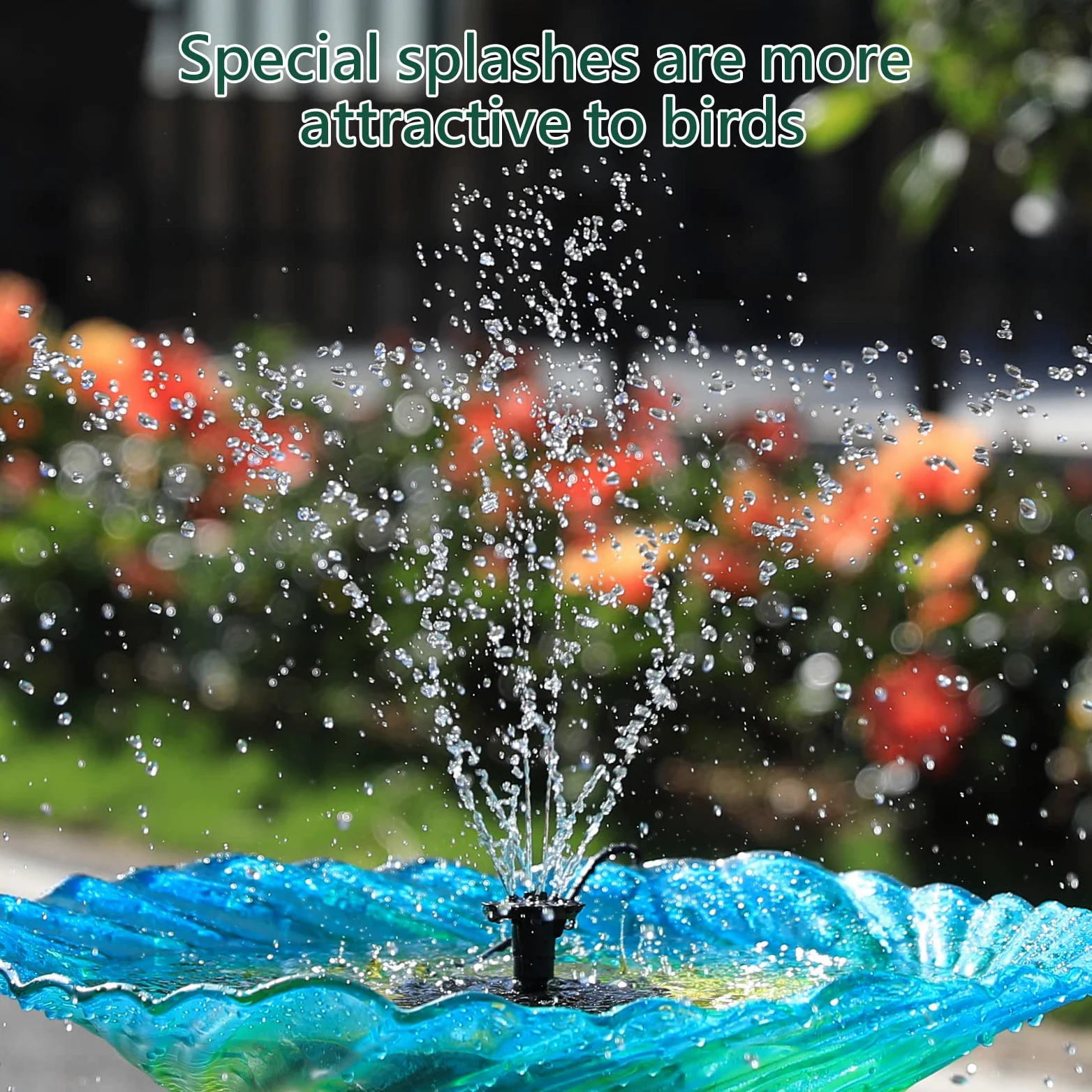 AMZtime Fontaine Solaire 7W pour Bain d'oiseaux avec 15 Buses de Bricolage Tuyau d'eau et Piquet pour Jardin, étang, Piscine, Extérieur | Avec tuyau d'eau et piquet pour jardin étang piscine et extérieur. Pompe solaire DIY polyvalente et écologique.
