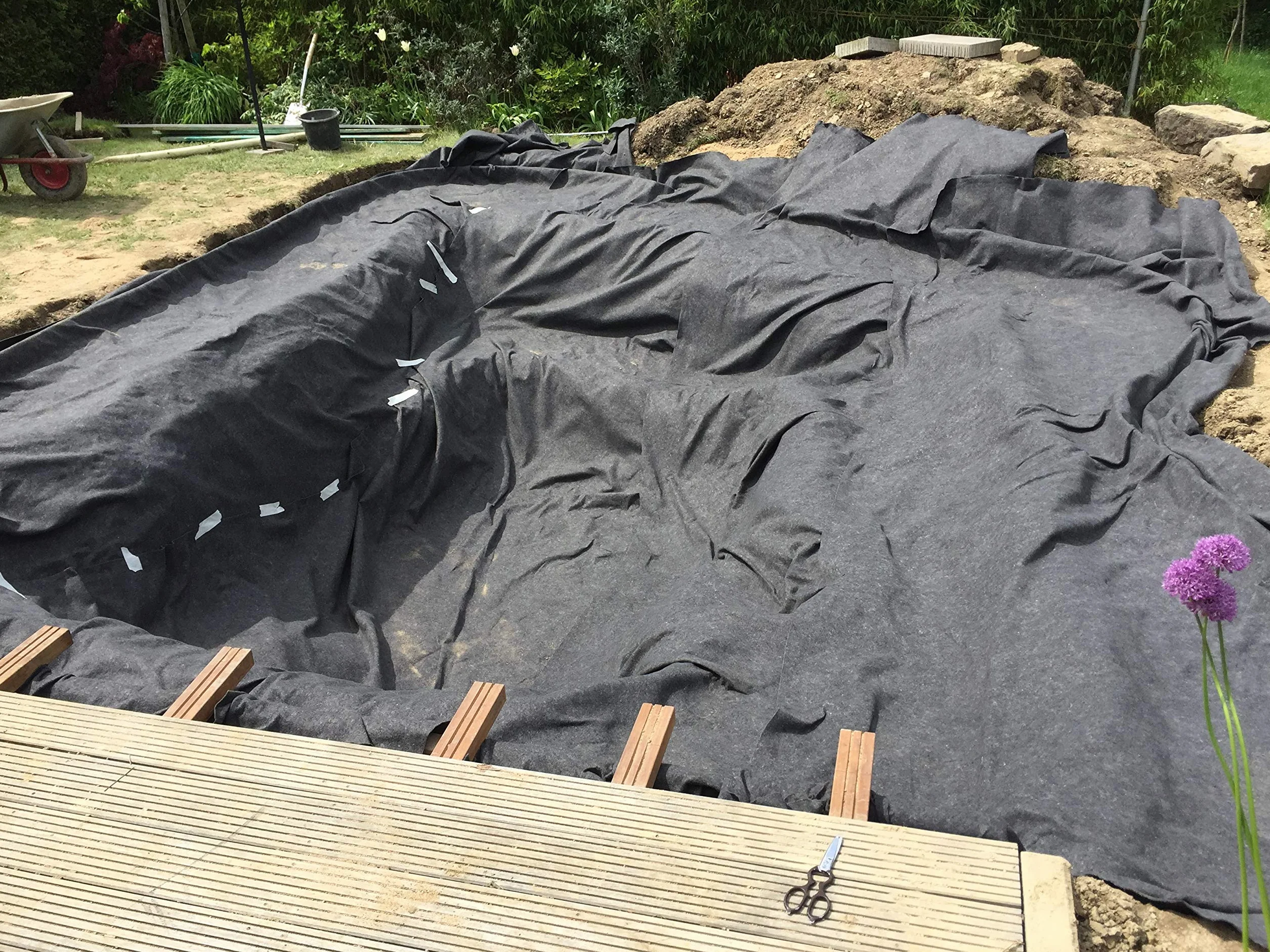Non-tissé de bassin sous-couche 2 m large protection sol liner piscine perméable eau 300 g gris 6 m