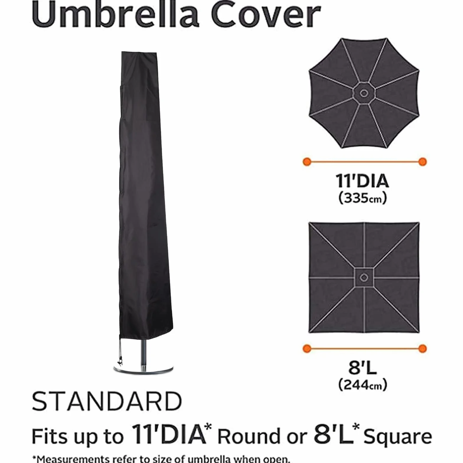 Housse de protection parasol déporté imperméable fermeture éclair 2,1 m à 3,4 m extérieur résistant aux déchirures