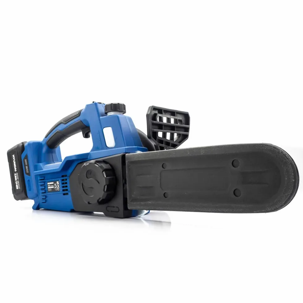 Hyundai Tronçonneuse Sans Fil 20 V Brushless, Guide et Chaîne 25 cm, Batterie Li-ion 4 Ah, Chargeur Inclus, Élagage, Garantie 3 Ans - HY2190