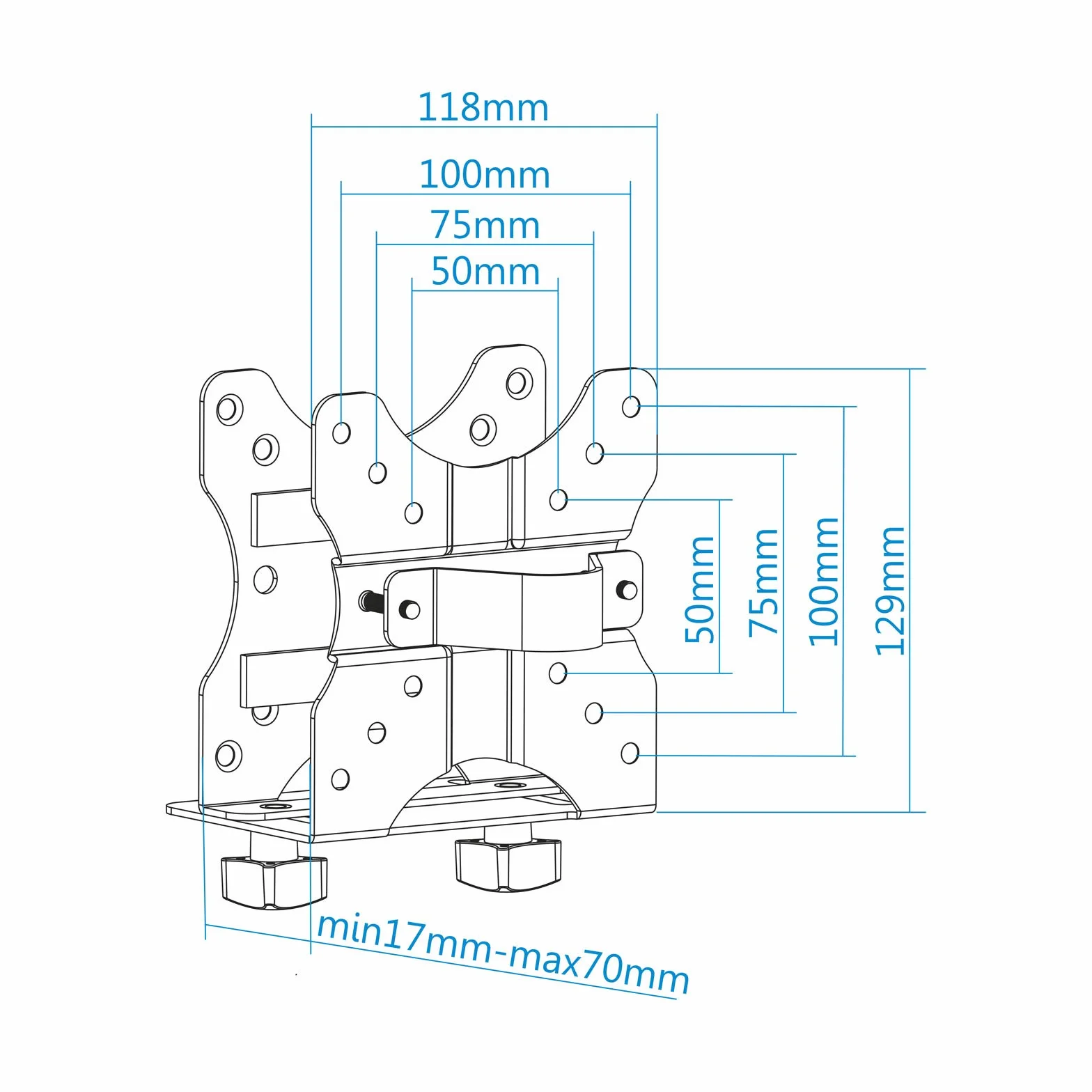 TOOQ TCCH0001-B Support métallique pour Mini PC