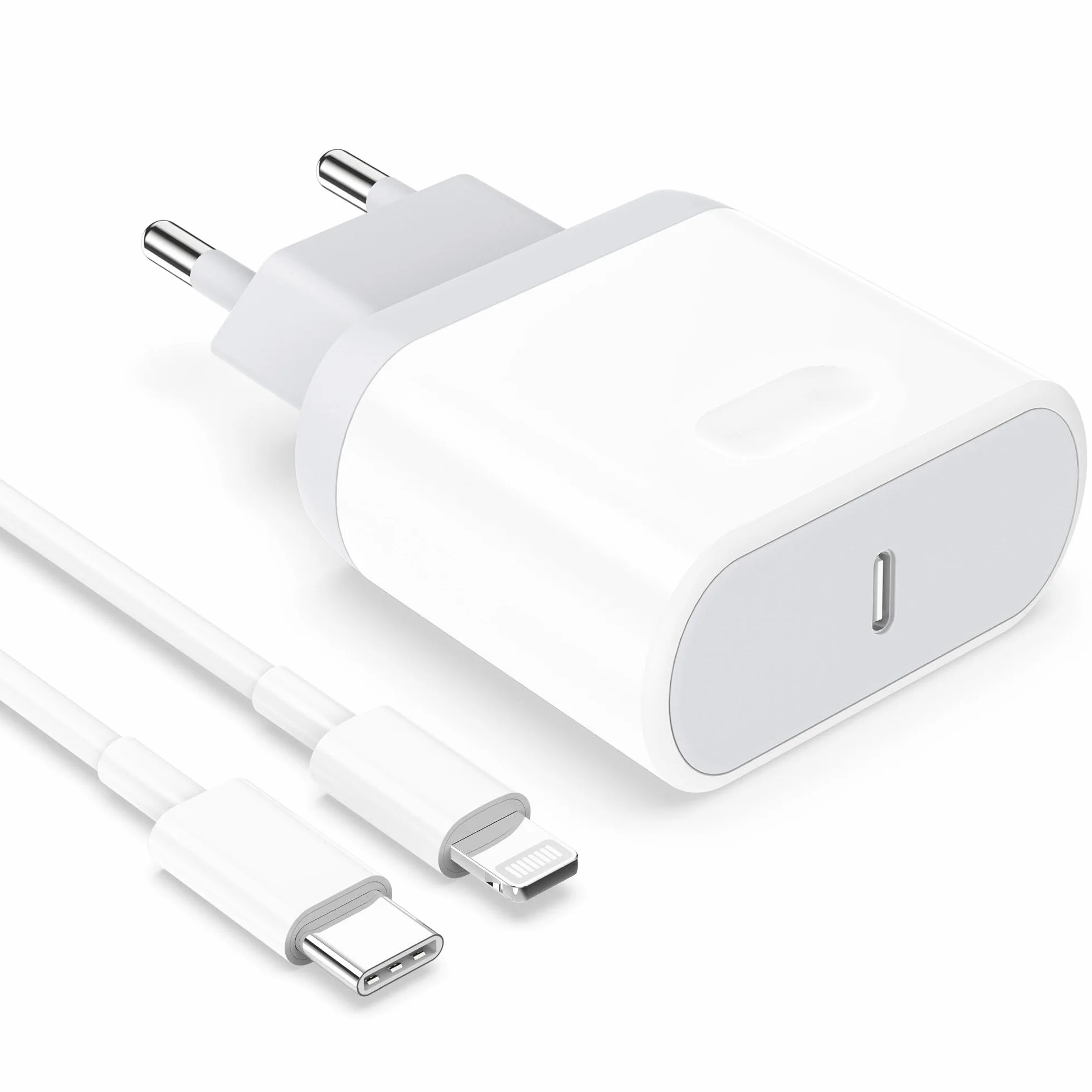 Chargeur Rapide 25W USB C Ecowaare pour iPhone 14 13 12 11 X SE 8 7 6 iPad avec Câble 2M