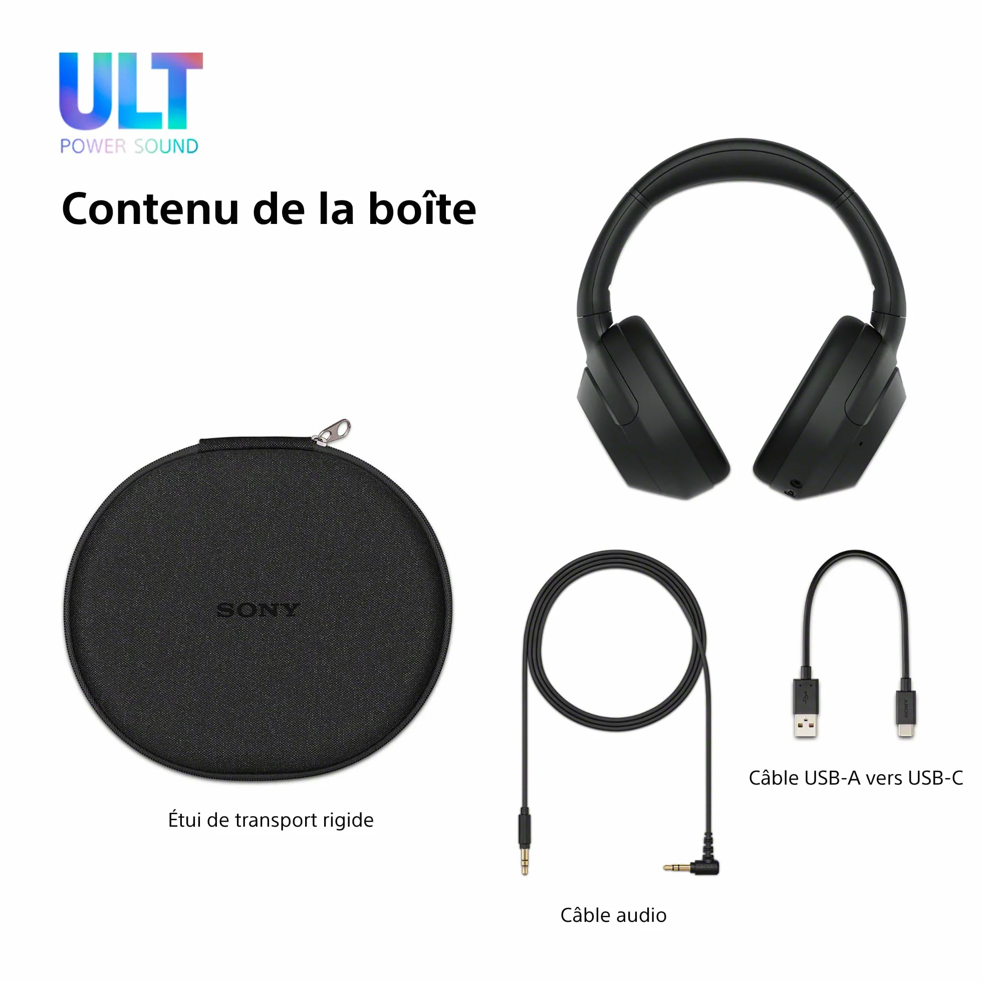 Sony ULT Wear Casque sans Fil Bluetooth ULT Power Sound Basses Profondes Réduction de Bruit Autonomie 30 Heures Noir