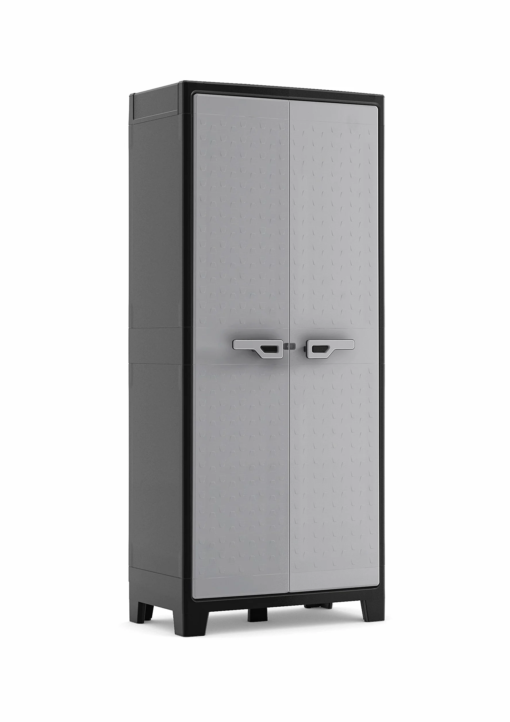 Keter Armoire Haute Titan de Rangement Résine 80x44x182cm Noir Gris Étagères Modulables Pieds Réglables