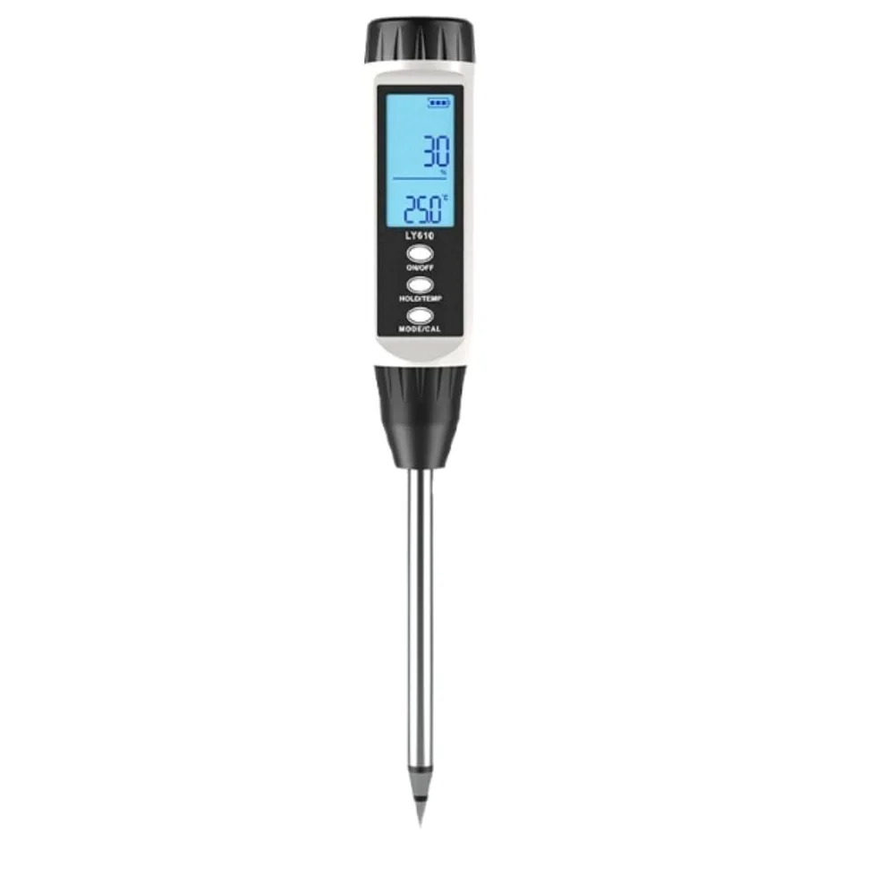 Testeur numérique de sol haute précision pour analyse du pH et de l'humidité avec écran LCD transparent, construction en métal, résultats rapides pour utilisation dans le jardin, l'agriculture et la