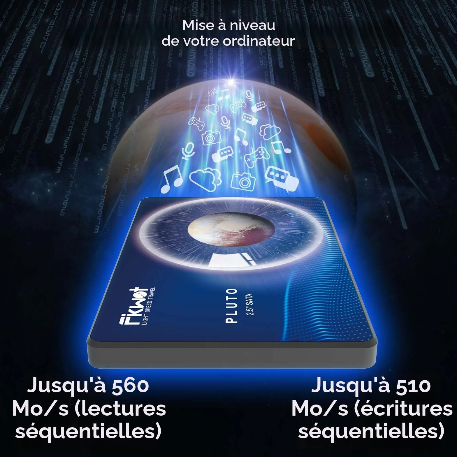 Fikwot FX815 256Go SATA SSD 2,5" SATA III 3D NAND Flash Jusqu'à 550MB/s