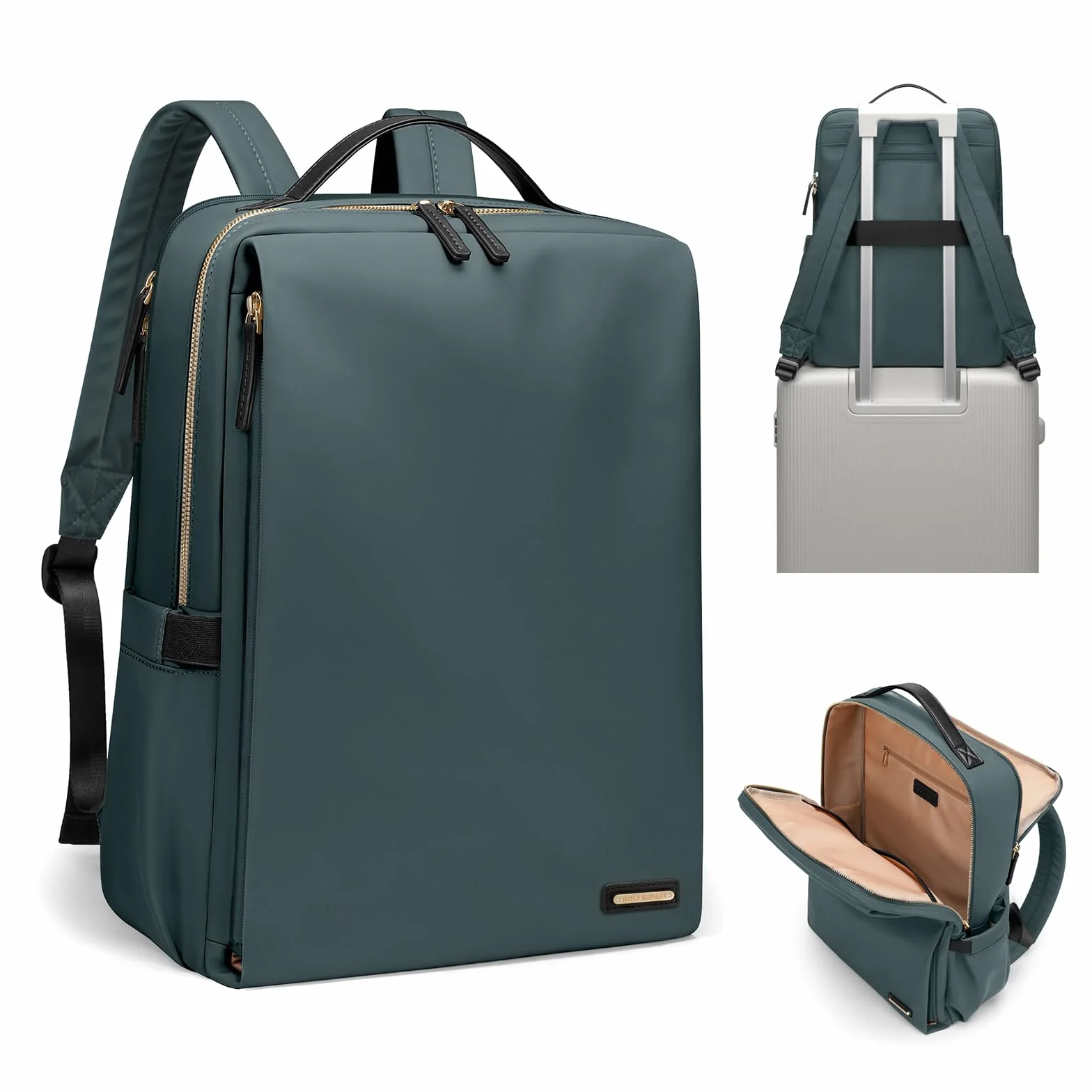 Sac à Dos Ordinateur Portable 15,6 Pouces Voyage Travail École Vert Foncé