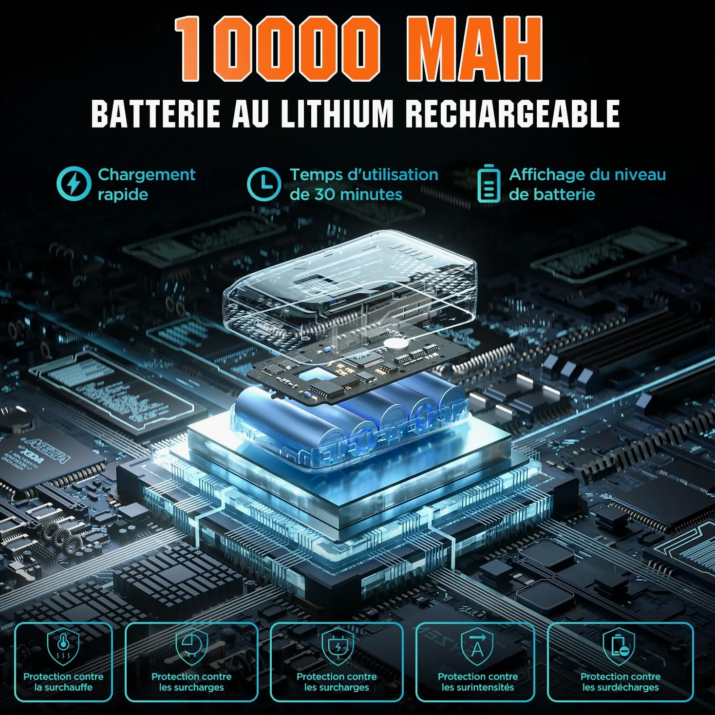 Litheli 20V Mini Tronçonneuse 15cm, Moteur Brushless, 10000mAh | Batterie compatible toute la gamme U20, charge USB-C avec fonction powerbank, lubrification auto.