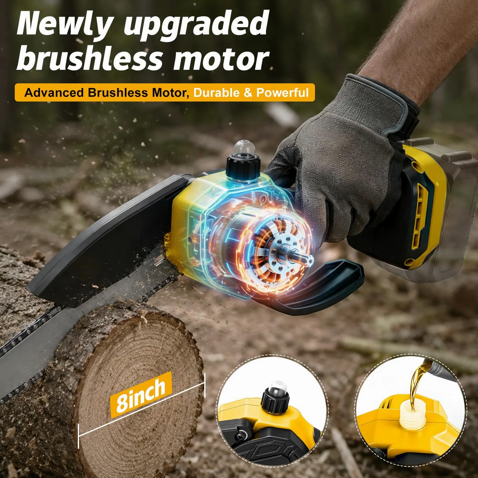 Mini Tronconneuse avec Perche 8 Pouces & Secateur Electrique Telescopique 28 mm & Taille-haie 310mm pour Dewalt 18 V, 20 V batterie, 6 en 1 Élagueuse sur Perche, Portée Maximale 4,5 m 130 220 Com