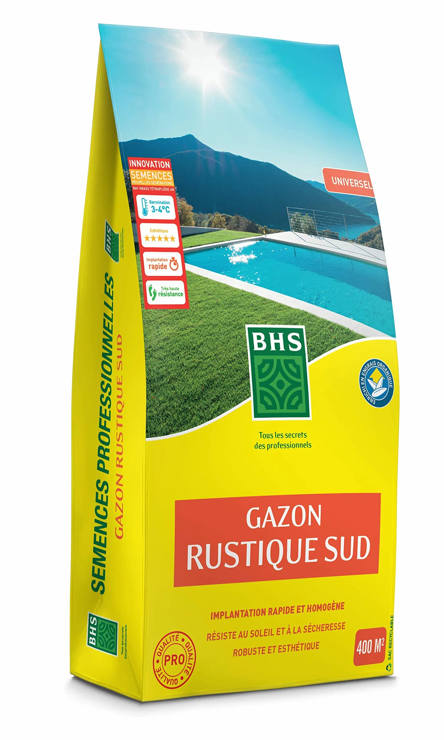 Gazon Rustique Sud GRS10 10kg 400 m² Résistant Sec