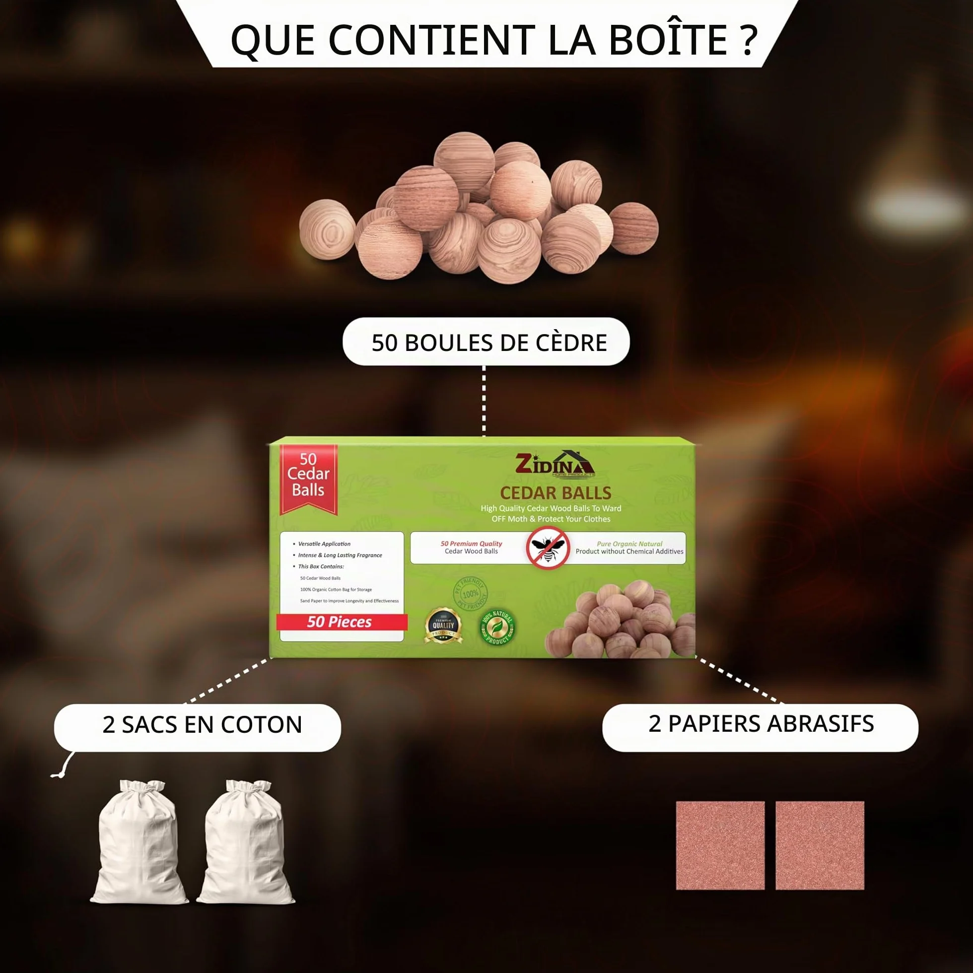 Boules de Cèdre Naturel Anti Mites Textiles Penderie Protection Durable Armoires Tiroirs Placards Chaussures Cedar