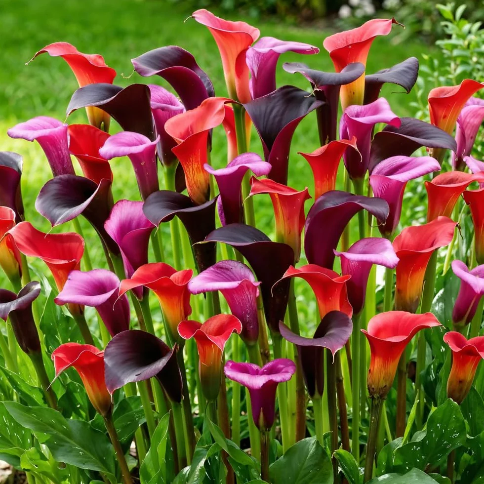 Calla Lys violets noirs rouges 5 bulbes hollandais grands pour pot