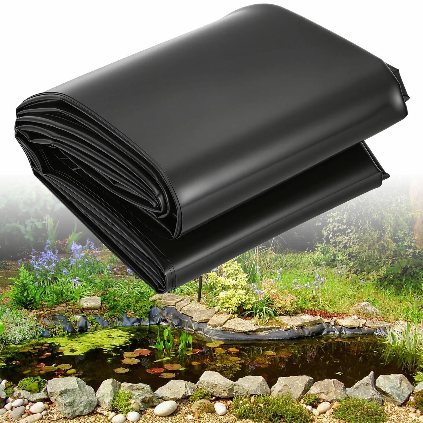 Bâche pour bassin - 3 x 4 m - Noir - 0,5 mm - PEHD - Haute résistance à la traction - Pour bassins à poissons, étangs de natation et projets de jardin
