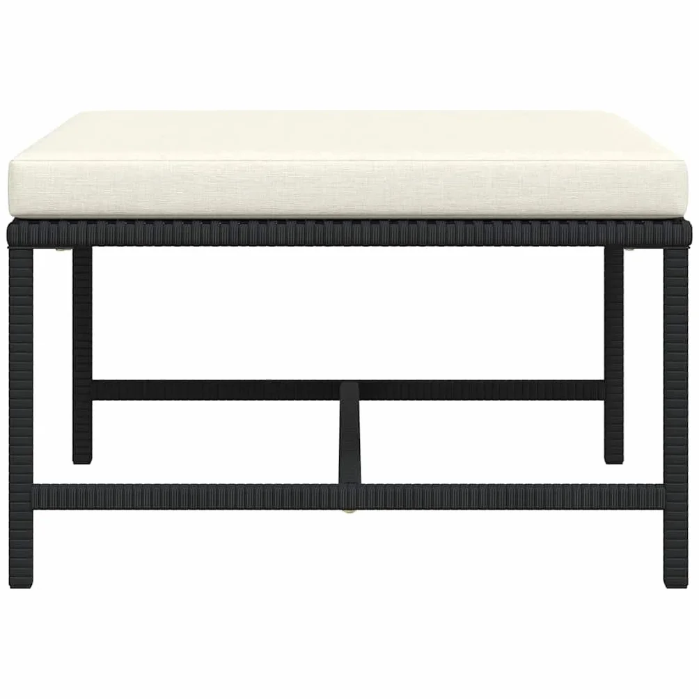 vidaXL Repose-Pied Sectionnel avec Coussin Patio Noir Résine Tressée