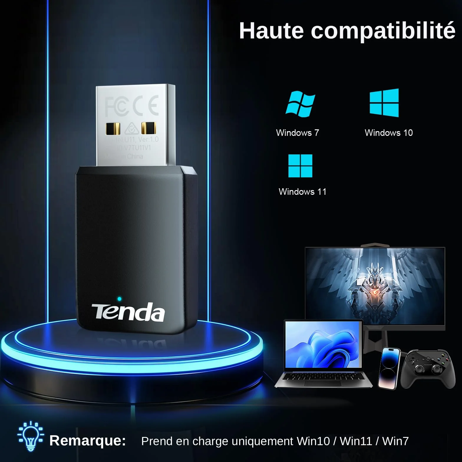 Tenda Clé WiFi AX900 Adaptateur USB Double Bande 5G/2.4G MU-MIMO U11