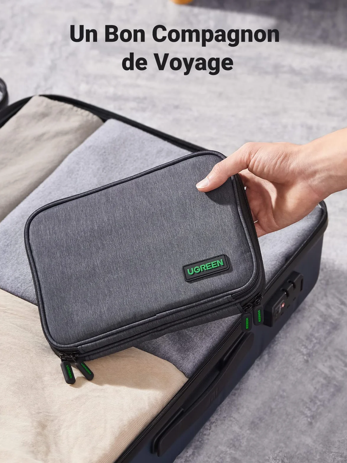 UGREEN Sac Rangement Câble Électronique de Voyage Multifonctionnel 2 Couches
