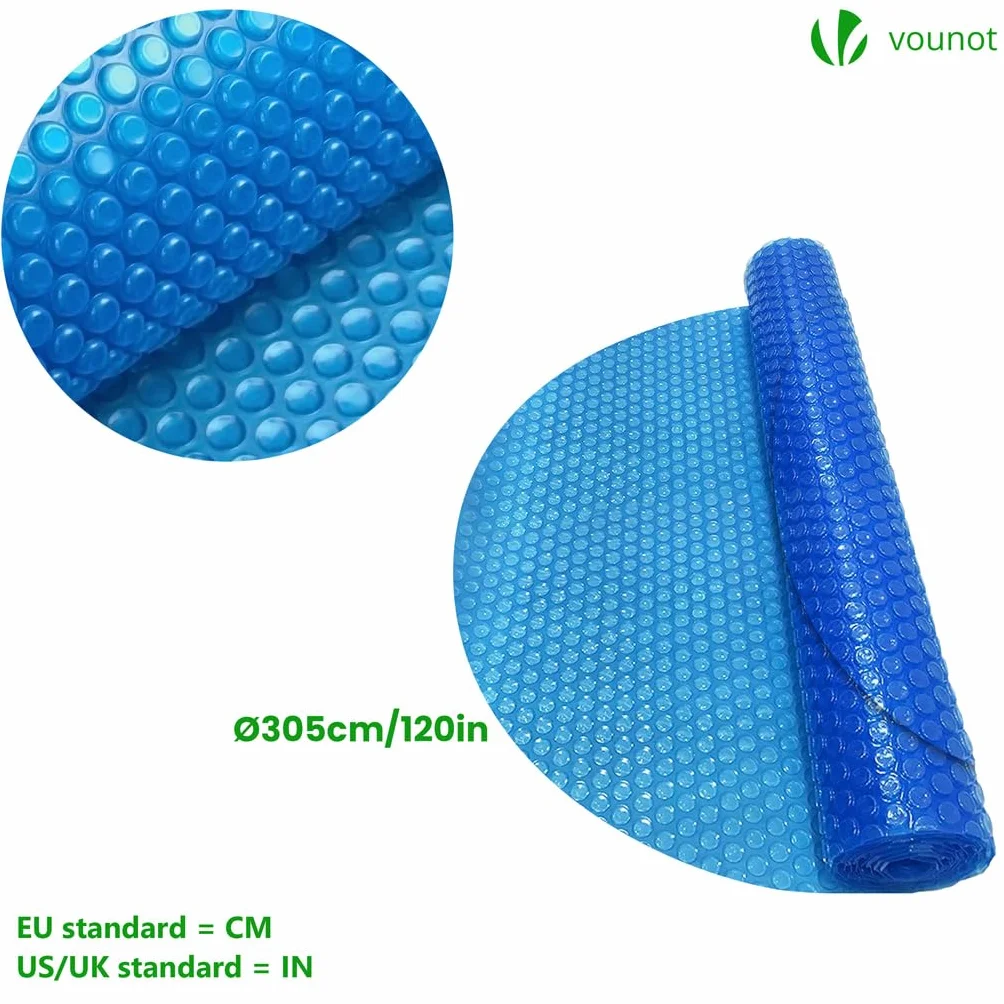 VOUNOT® Bâche Solaire Chauffante Piscine Ronde Ø3.05m Épaisseur 120 µm Film Thermique Bleu