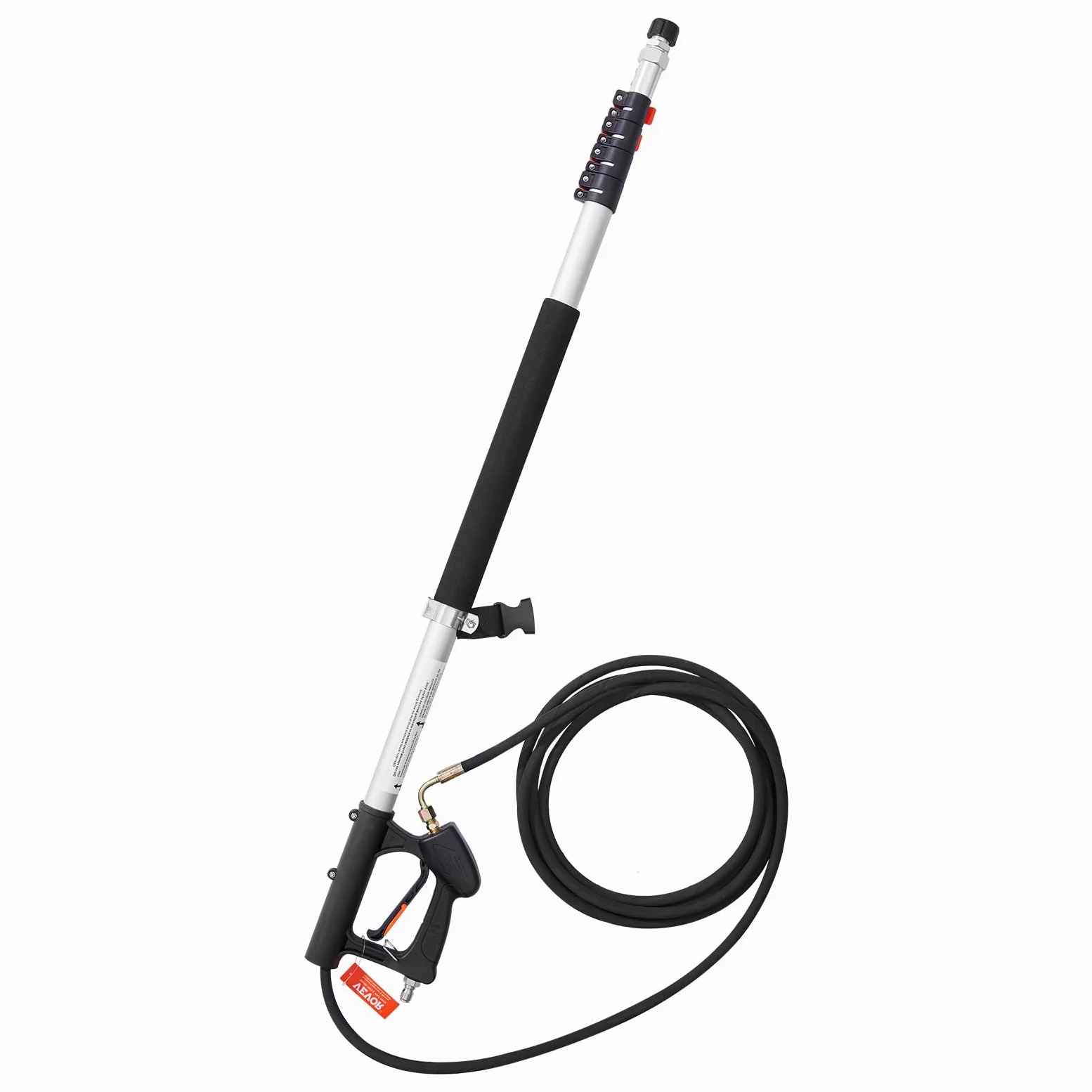 VEVOR Lance Télescopique pour Nettoyeur Haute Pression 5437 mm, Baguette Pulvérisation Télescopique 4000 psi avec Rallonges, Tête de Brosse, 5 Buses, Adaptateur, Ceinture de Support, pour Gouttière