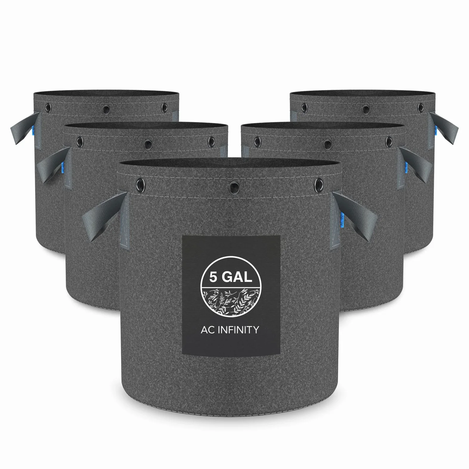 AC Infinity Lot de 5 pots, tissu résistant, sacs de culture réutilisables à aération, 22,7 l, tissu non tissé épais de 500 g, anneaux multi-usages, palissage en douceur des fruits, légumes et fleurs | Lot de 5 anneaux multifonctions en tissu non tissé épa