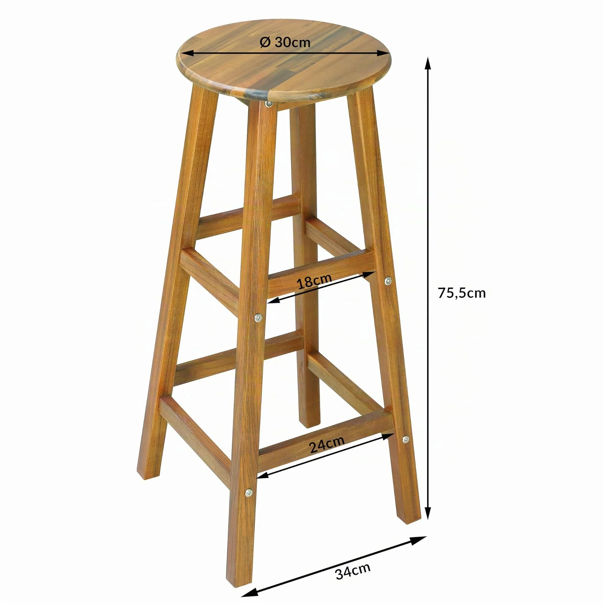Casaria Table Haute avec 2 tabourets Ensemble de Bar en Bois d'acacia Mange Debout intérieur extérieur