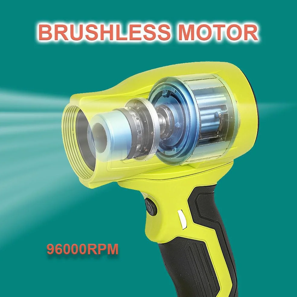 Souffleur d'air sans balais pour batterie Ryobi 18 V, plumeau sans fil avec vitesse réglable en continu, 96 000 tr/min, pour camping et piscine (batterie non incluse)