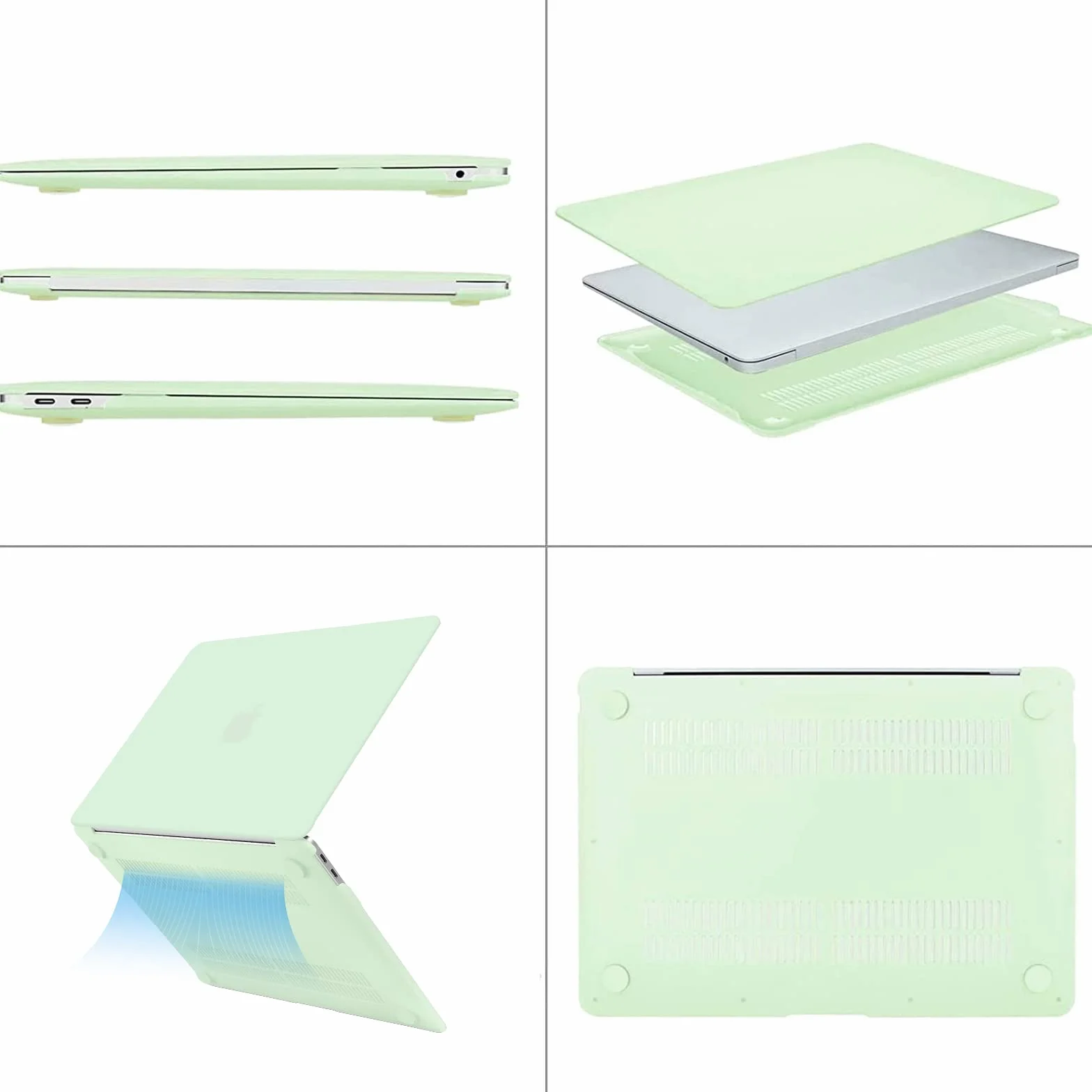 MOSISO Coque Compatible MacBook Air 13 Pouces 2022-2018 A2337 M1 A2179 A1932 Retina Display, Plastique Rigide Protection Clavier Adaptateur Type C 2 Pack, Cantaloup Vert