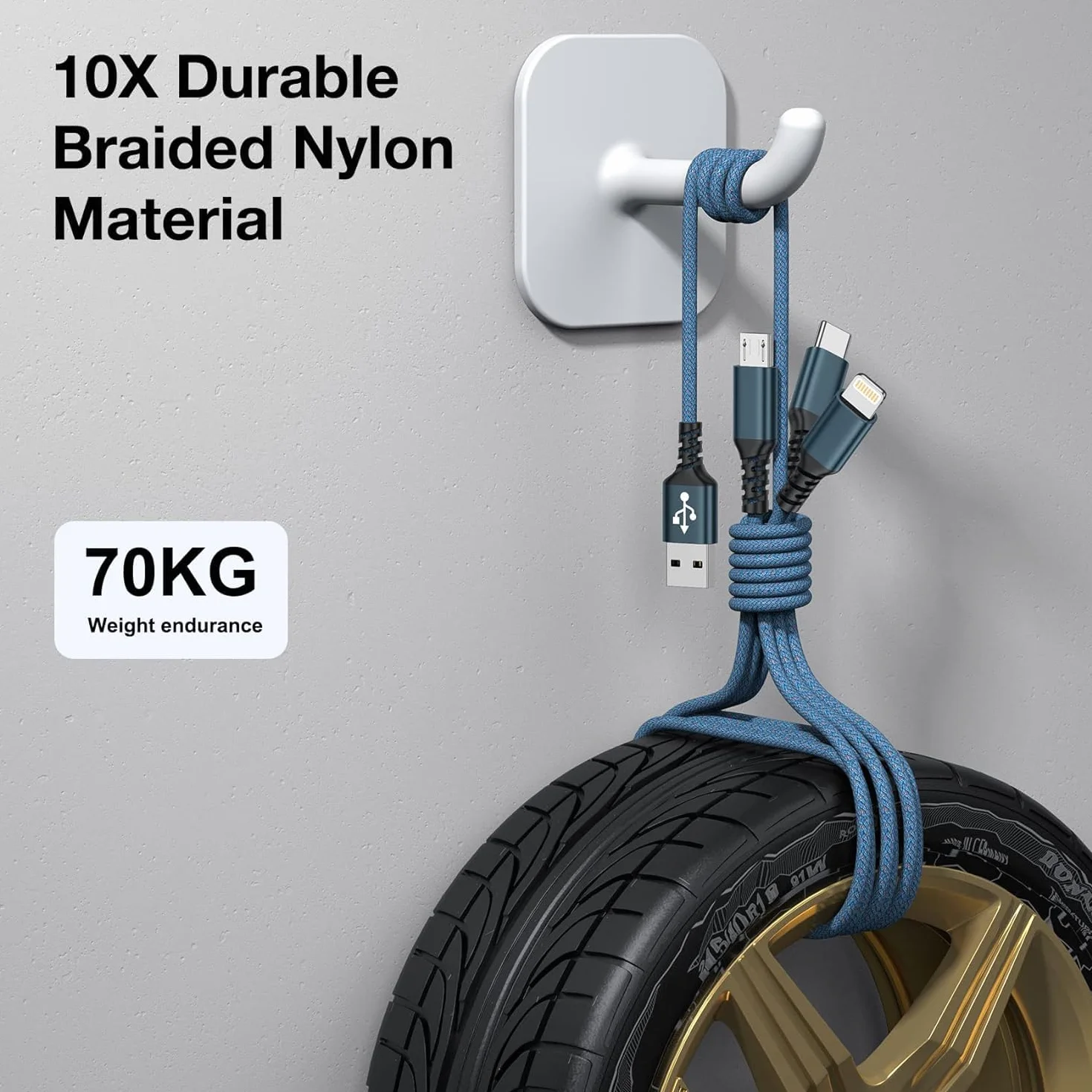 Câble Chargeur Multi Embout 3 en 1 Universel 1.2M Lot de 3 avec Lightning USB C Micro Connecteur pour iPhone 13 12 11 XS Galaxy S21 S20 Huawei P30 P20