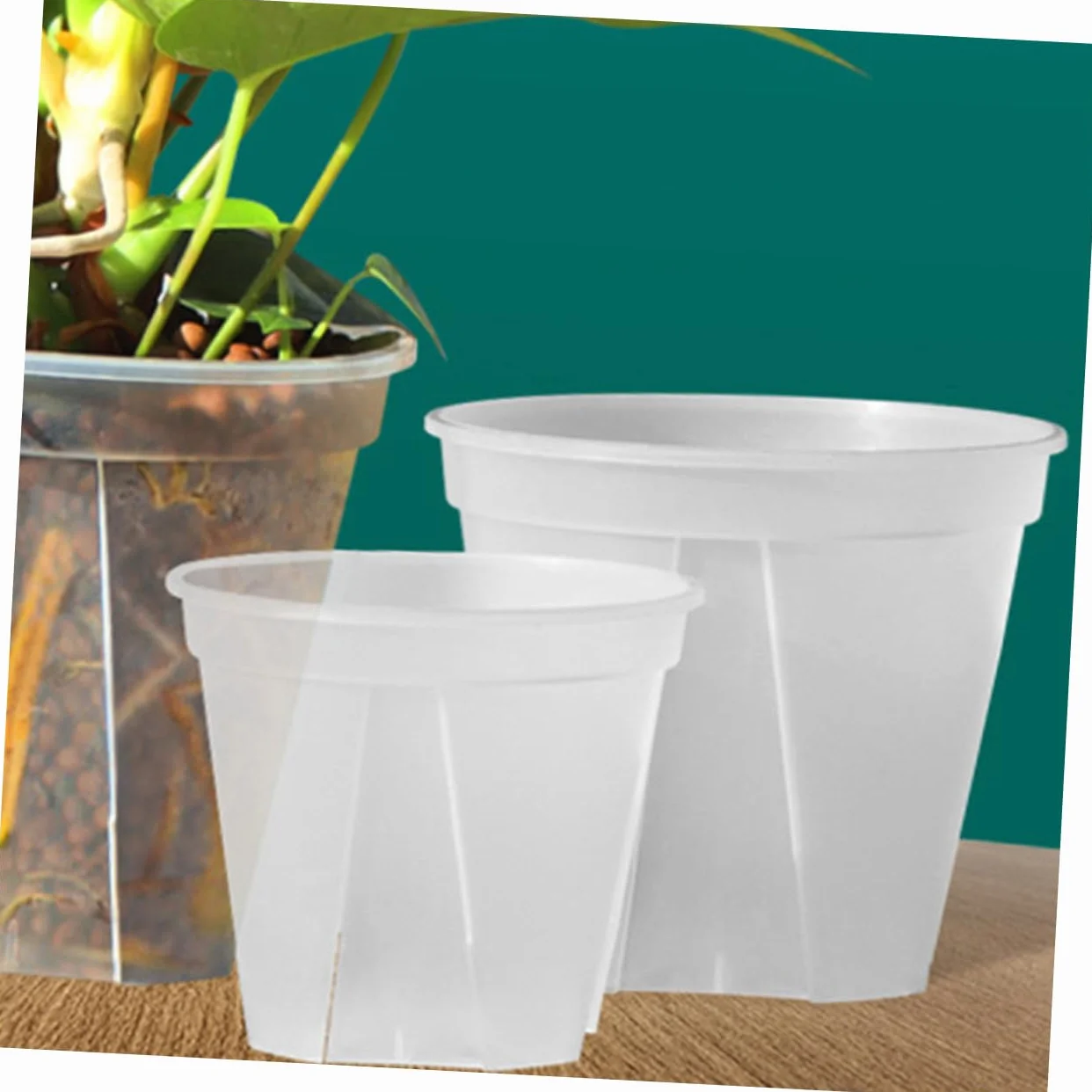 TOYANDONA Pots de Rempotage Transparents pour Orchidées Lot de 2 Plastique Robuste Diamètre 27 Cm